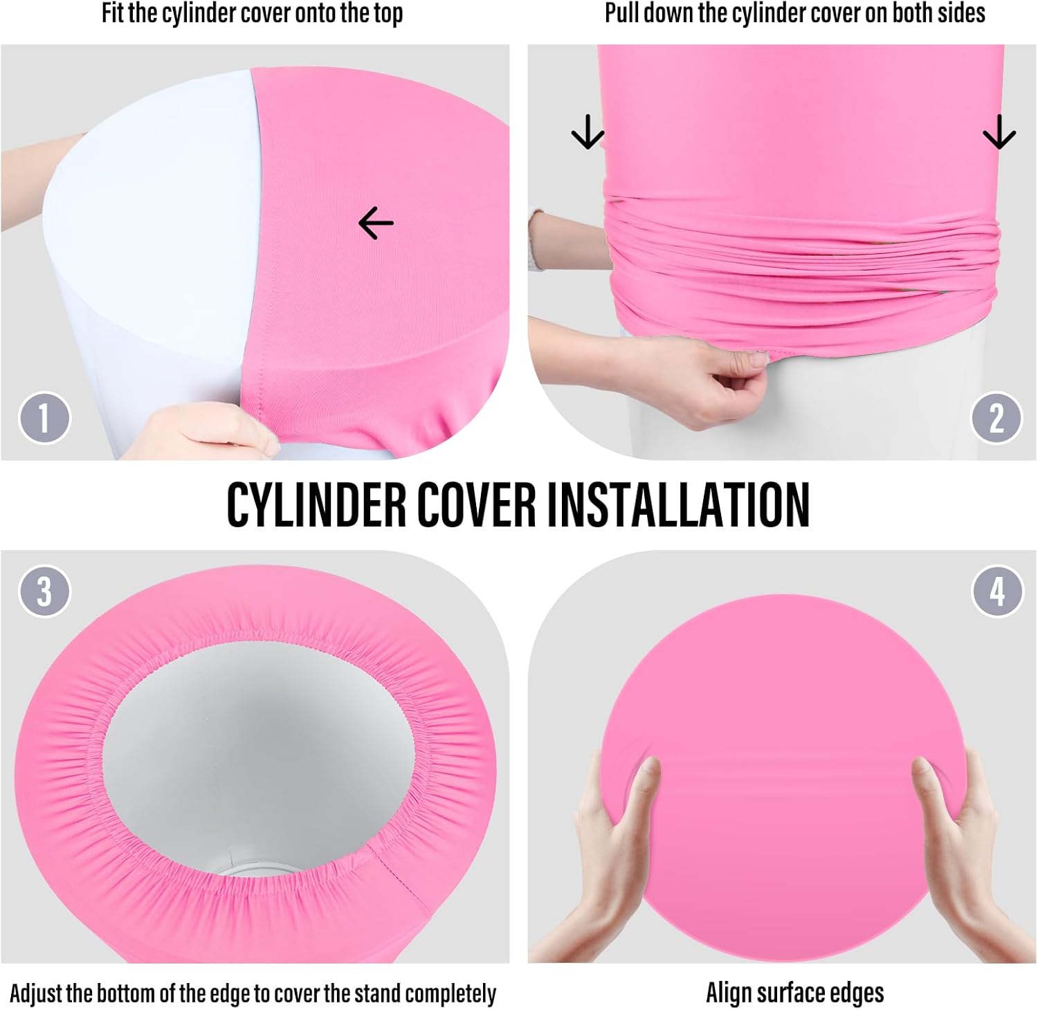 LEBENGURU 5Pcs Cylinder Pedestal Covers Pink