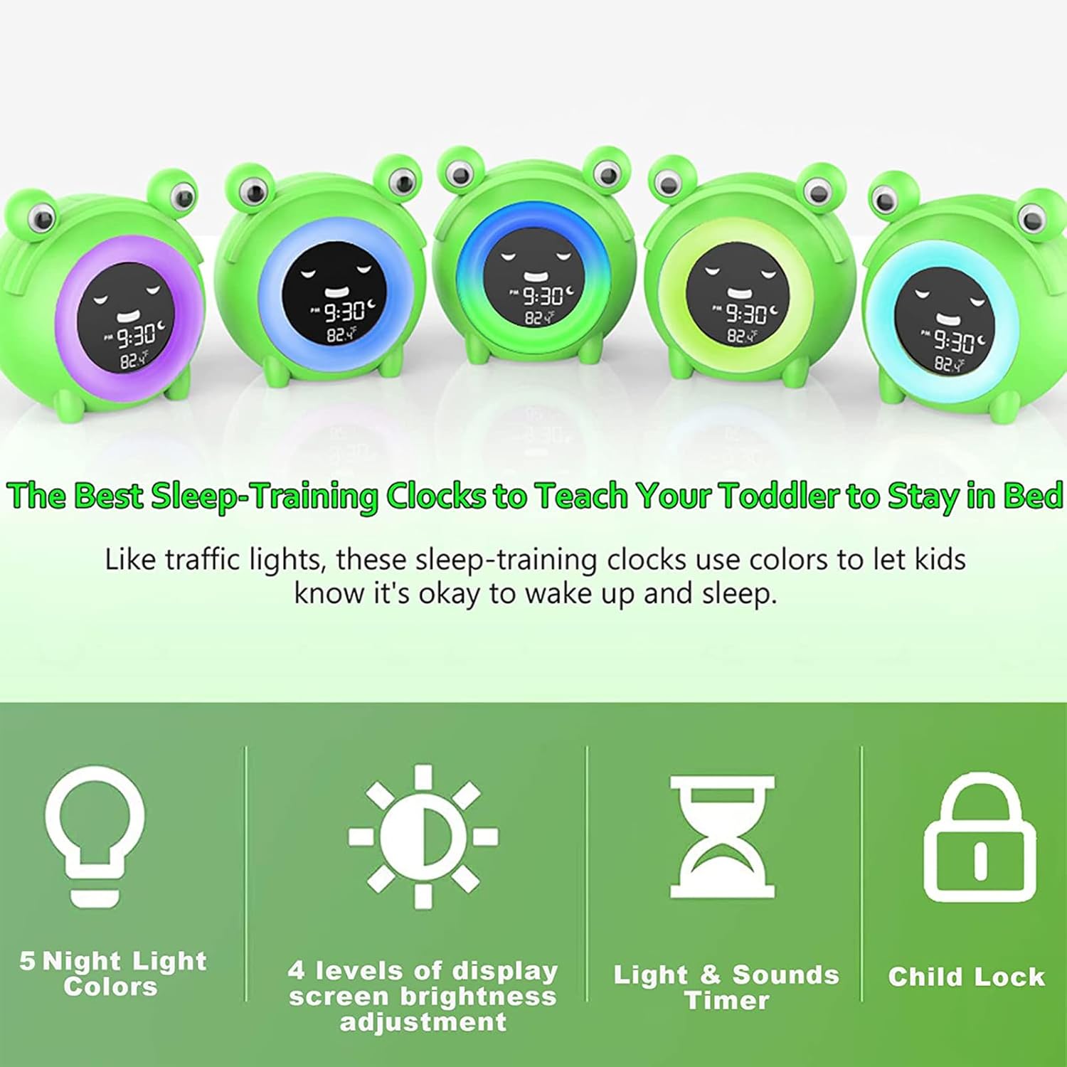 Wisoee Kids Sleep Training Alarm Clock with Night Light and Sound Machine