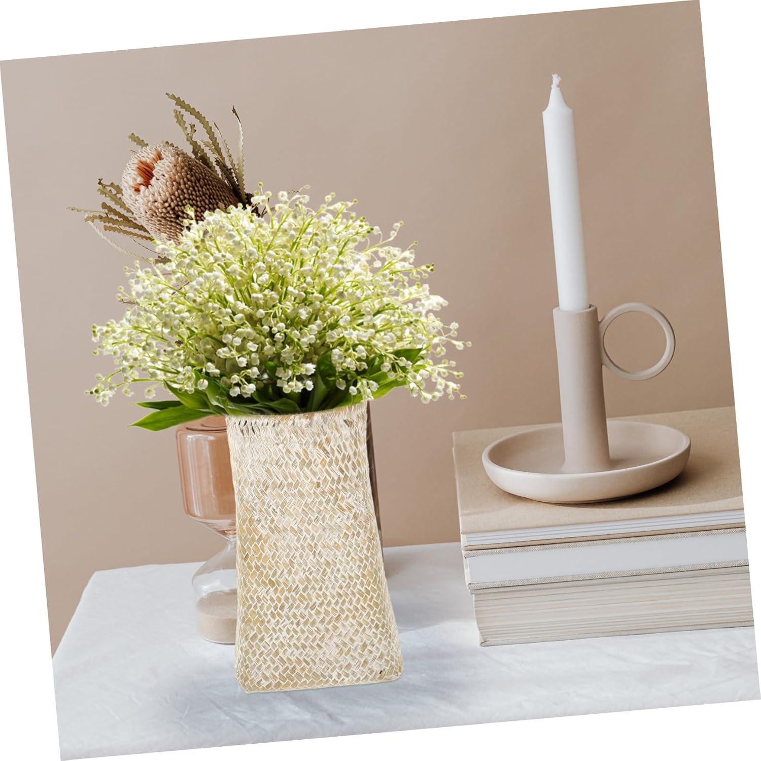Seagrass Woven Flower Vase for Dried Flowers Nordic Style