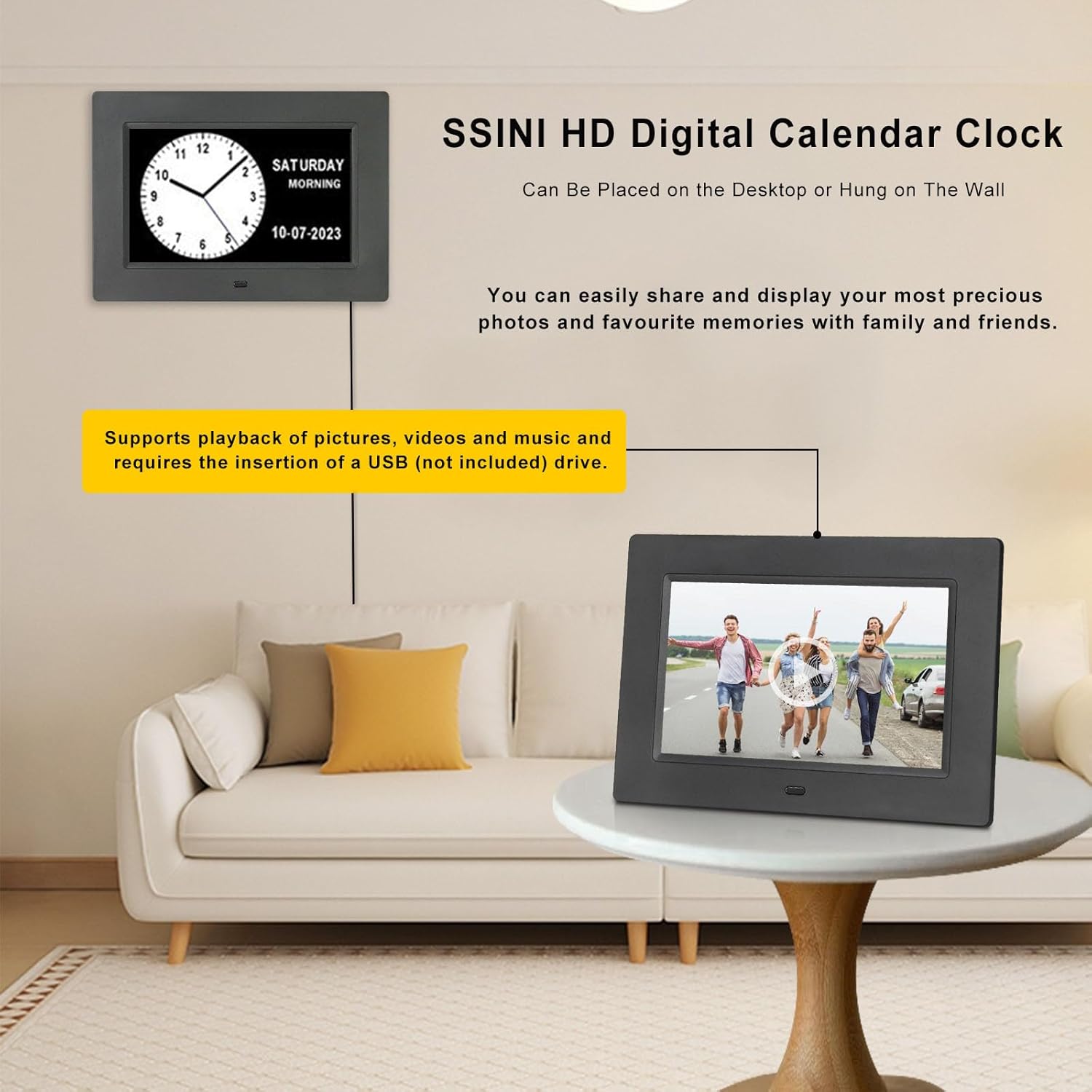 SSINI 7 Digital Clock with Day Date and 12 Alarms
