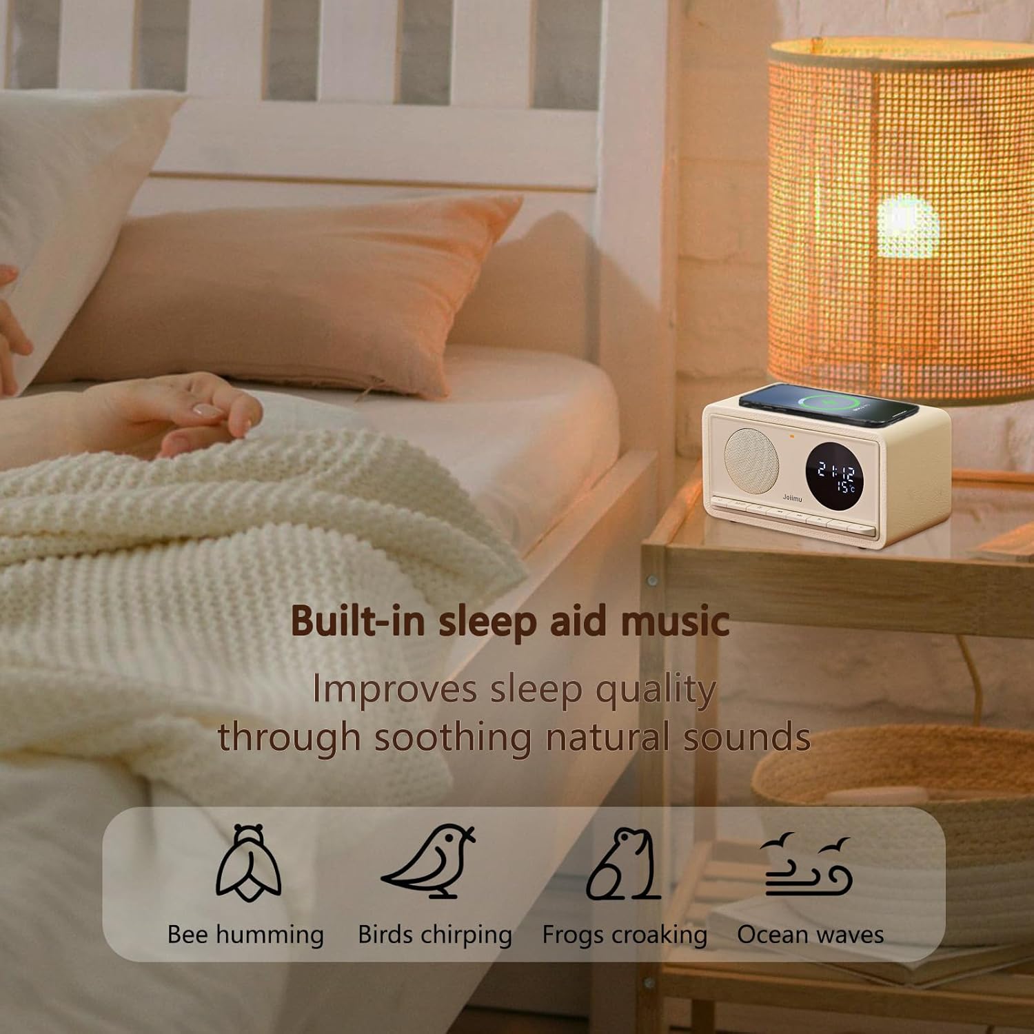5-in-1 Bluetooth Speaker with Alarm Clock and Thermometer