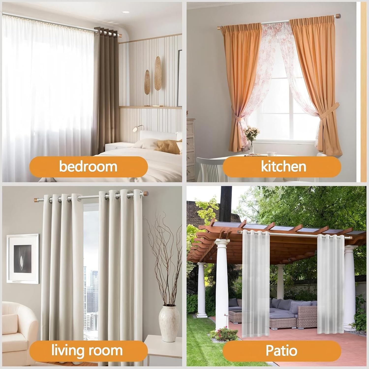 QITERI 1 Inch Heavy Duty Curtain Rods 48-84 Inches