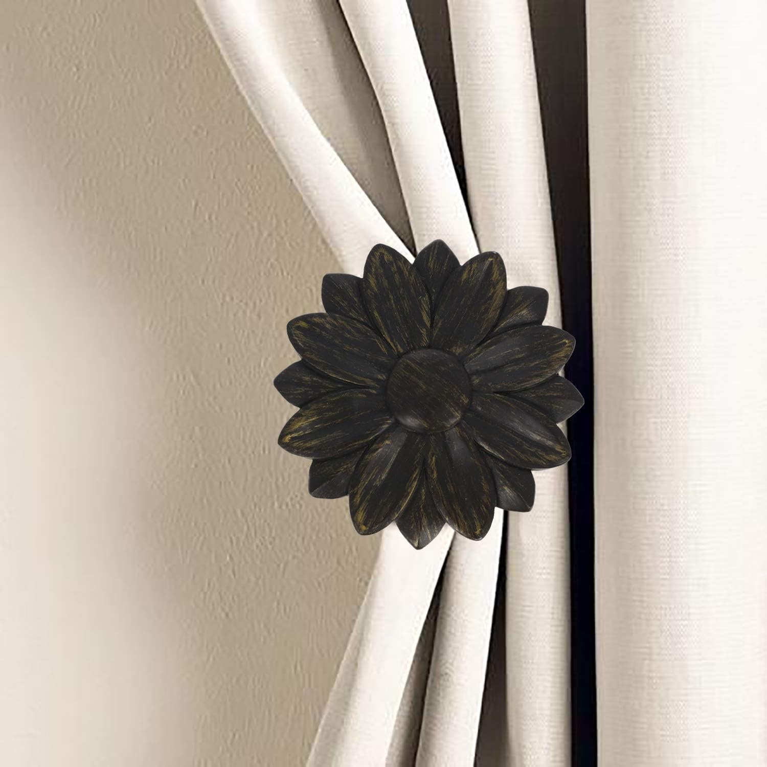 MERIVILLE 2-Piece Blossom Medallion Holdbacks with Bronze Finish