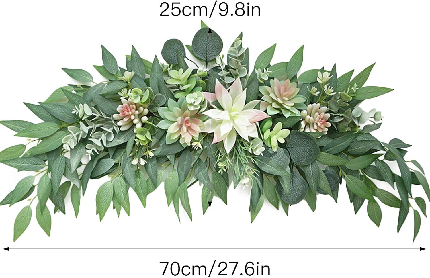 276 Inch Artificial Succulent Swag with Eucalyptus Leaves
