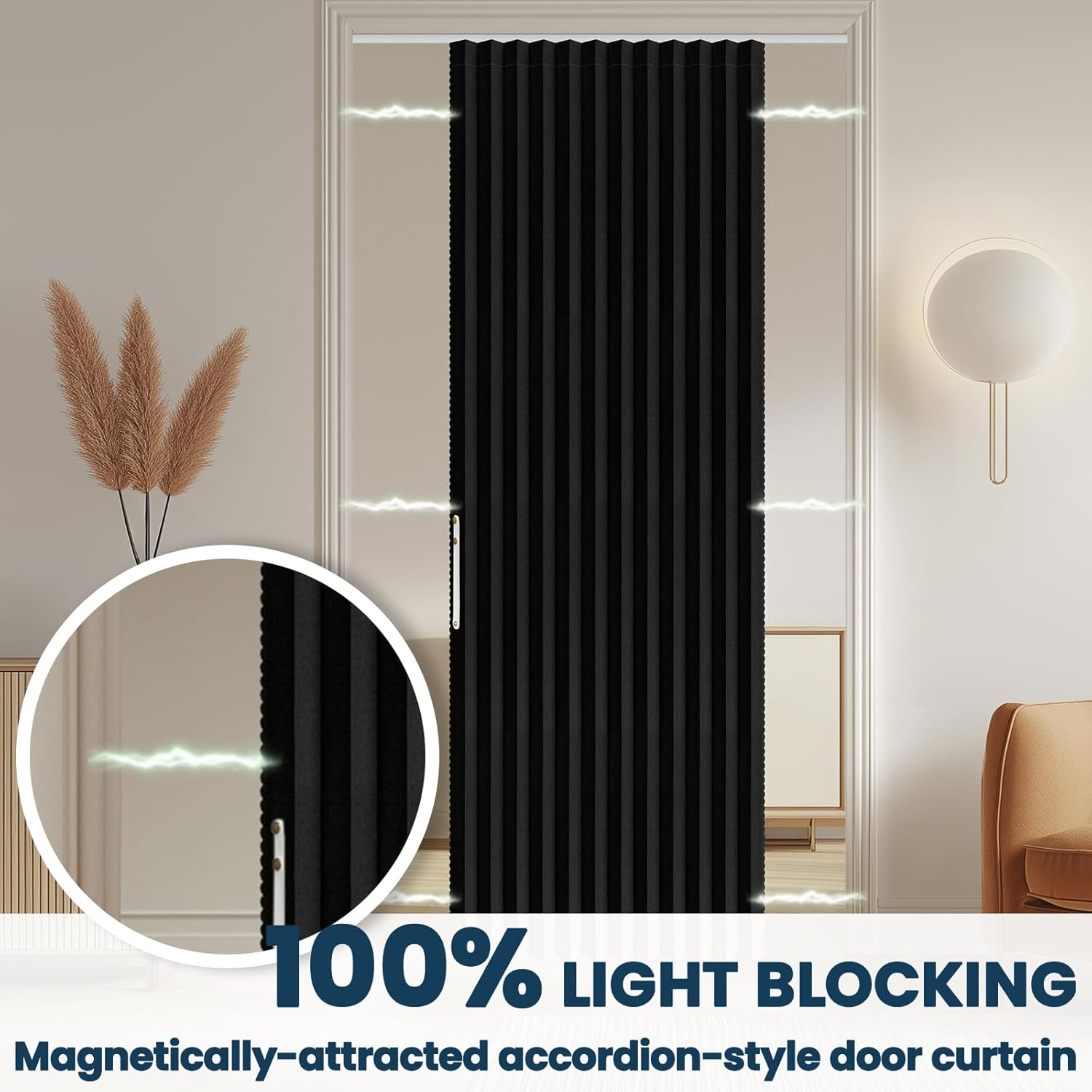 AJAZZ Blackout Sliding Door Curtains 72W x 79L Black 1 Pack