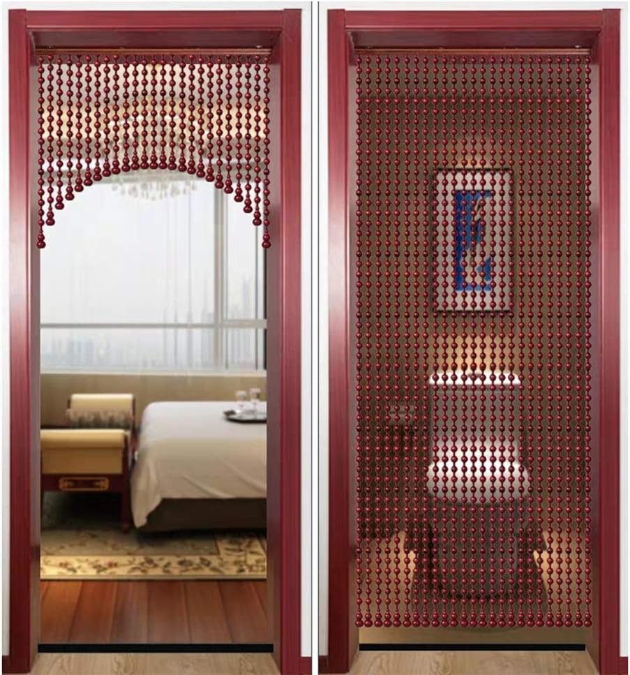 Etlegor Red Dense Beaded Curtain Panel for Doors