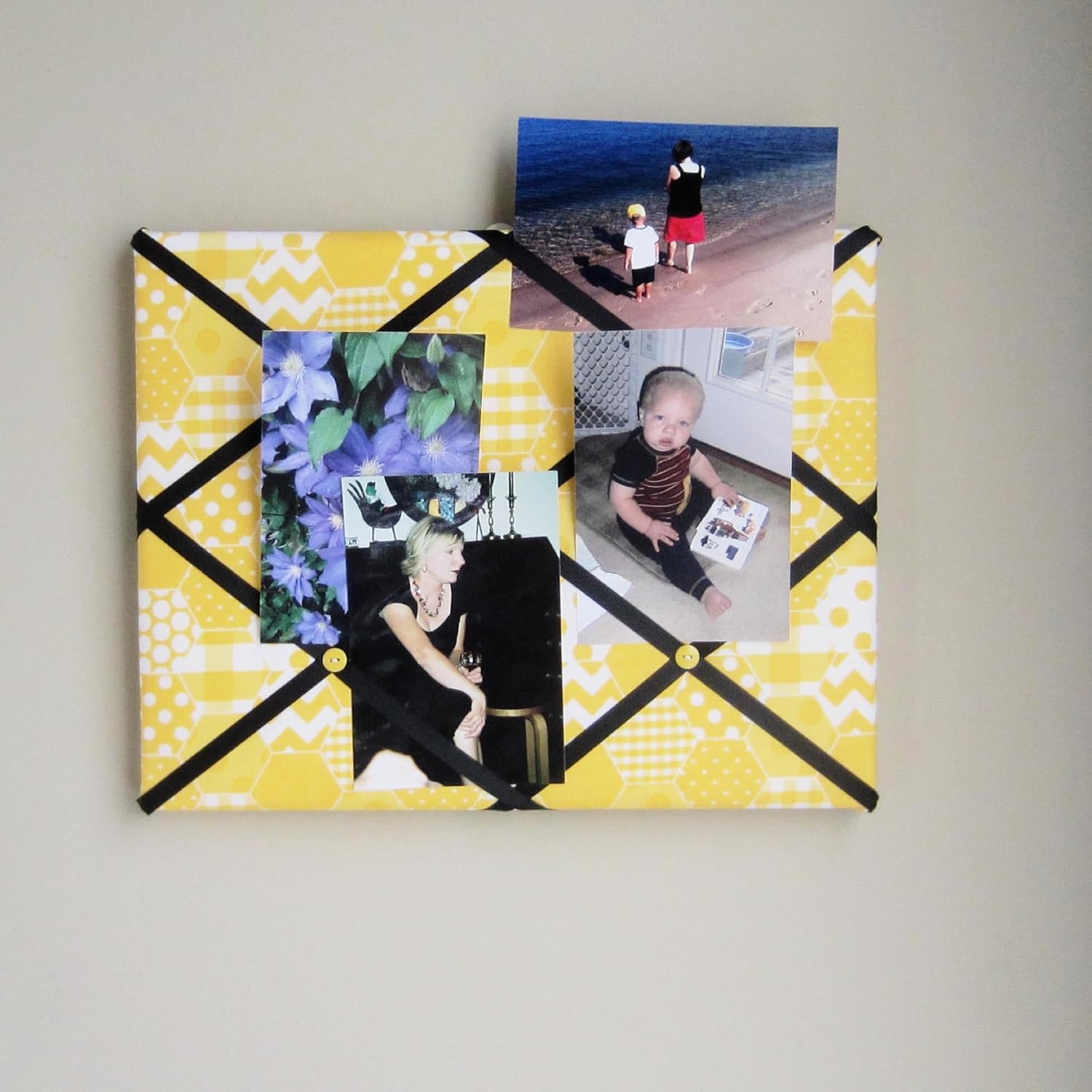 11x14 Yellow And Black Geometric Memory Board Bow Board