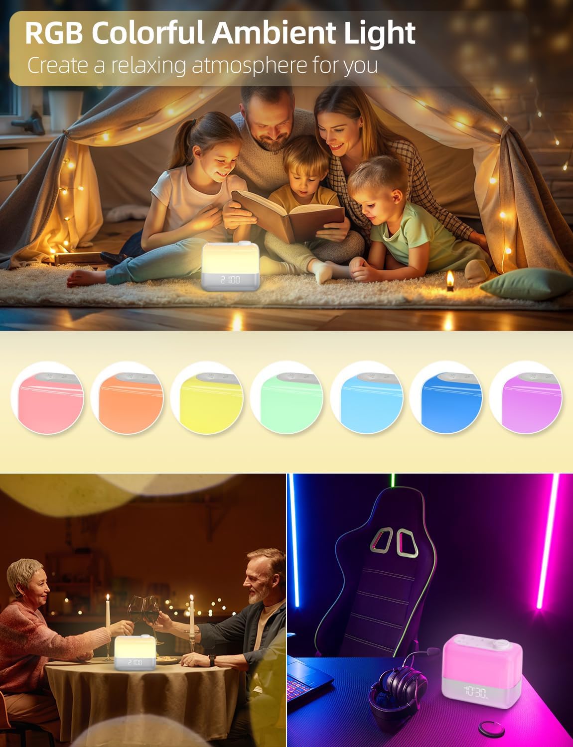 MeesMeek Sunrise Alarm Clock with RGB Light and Dual Alarms