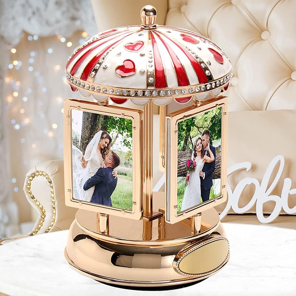 LASODY Musical Eight Rotating Picture Frame with Engraving