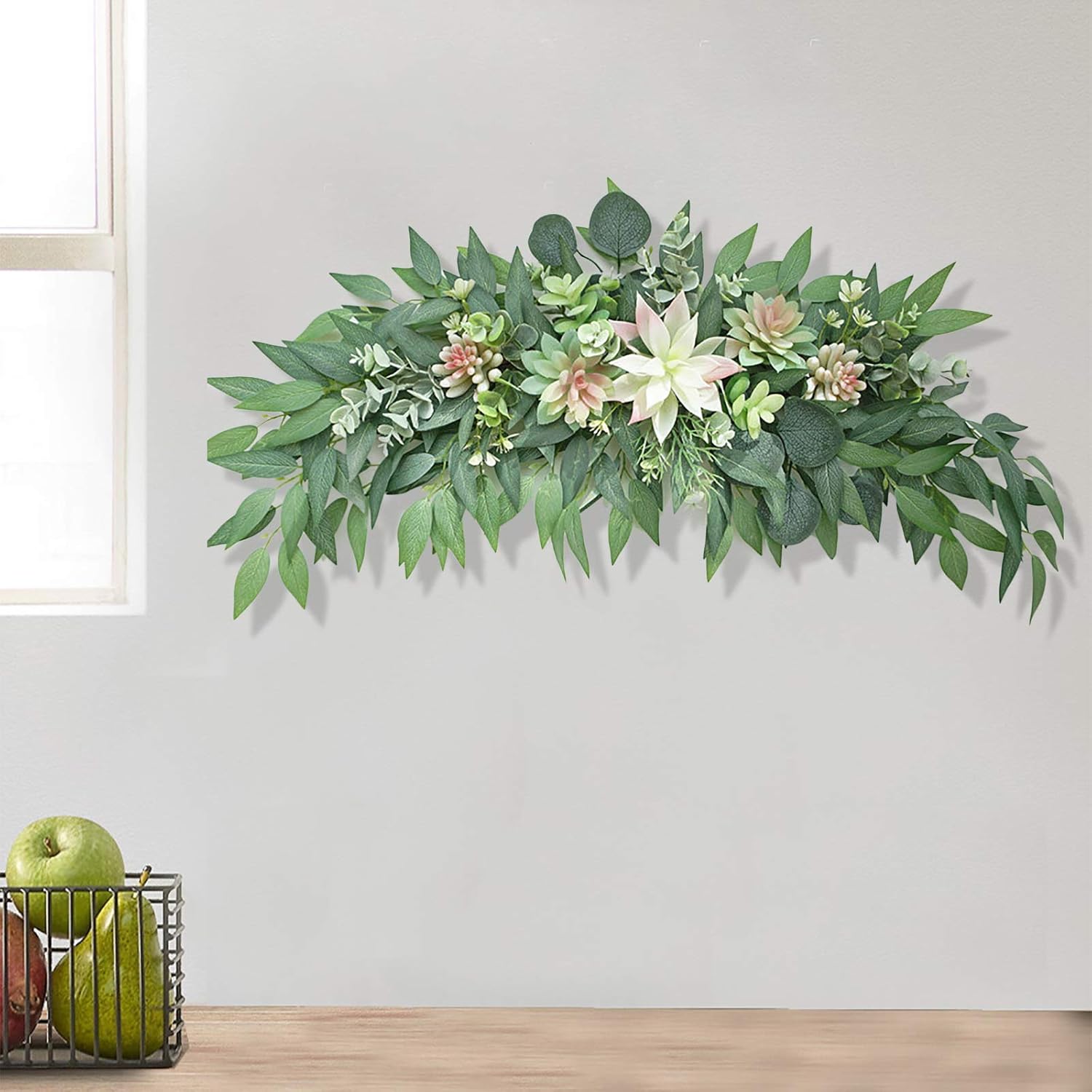 276 Inch Artificial Succulent Swag with Eucalyptus Leaves