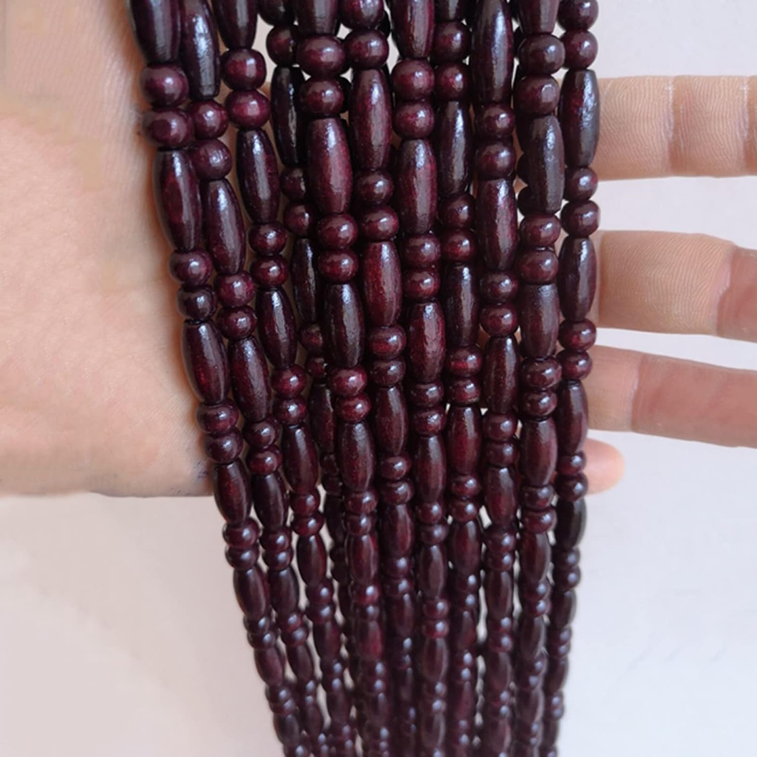 Wood Beaded Curtain for Doorway and Room Divider