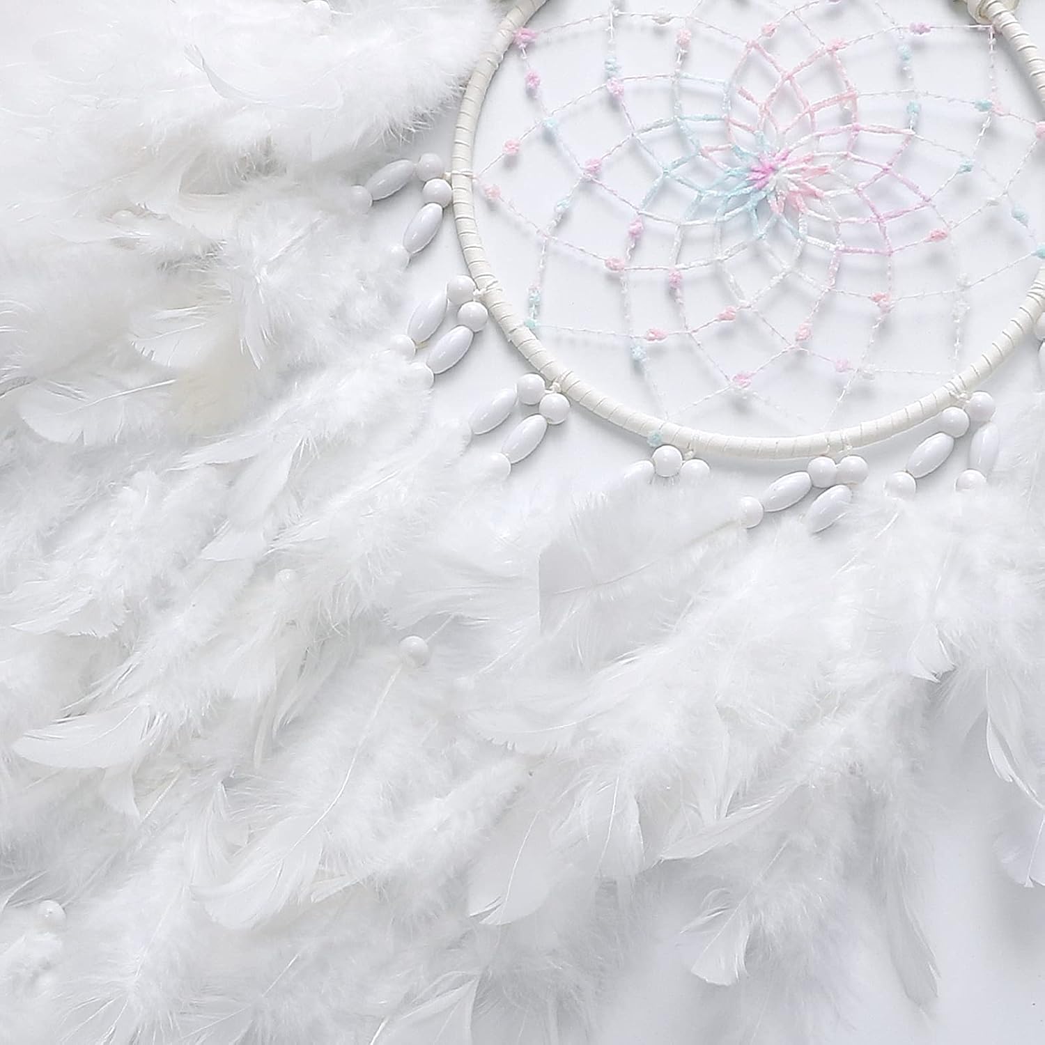 Dremisland White Feathers Dream Catcher Wall Hanging