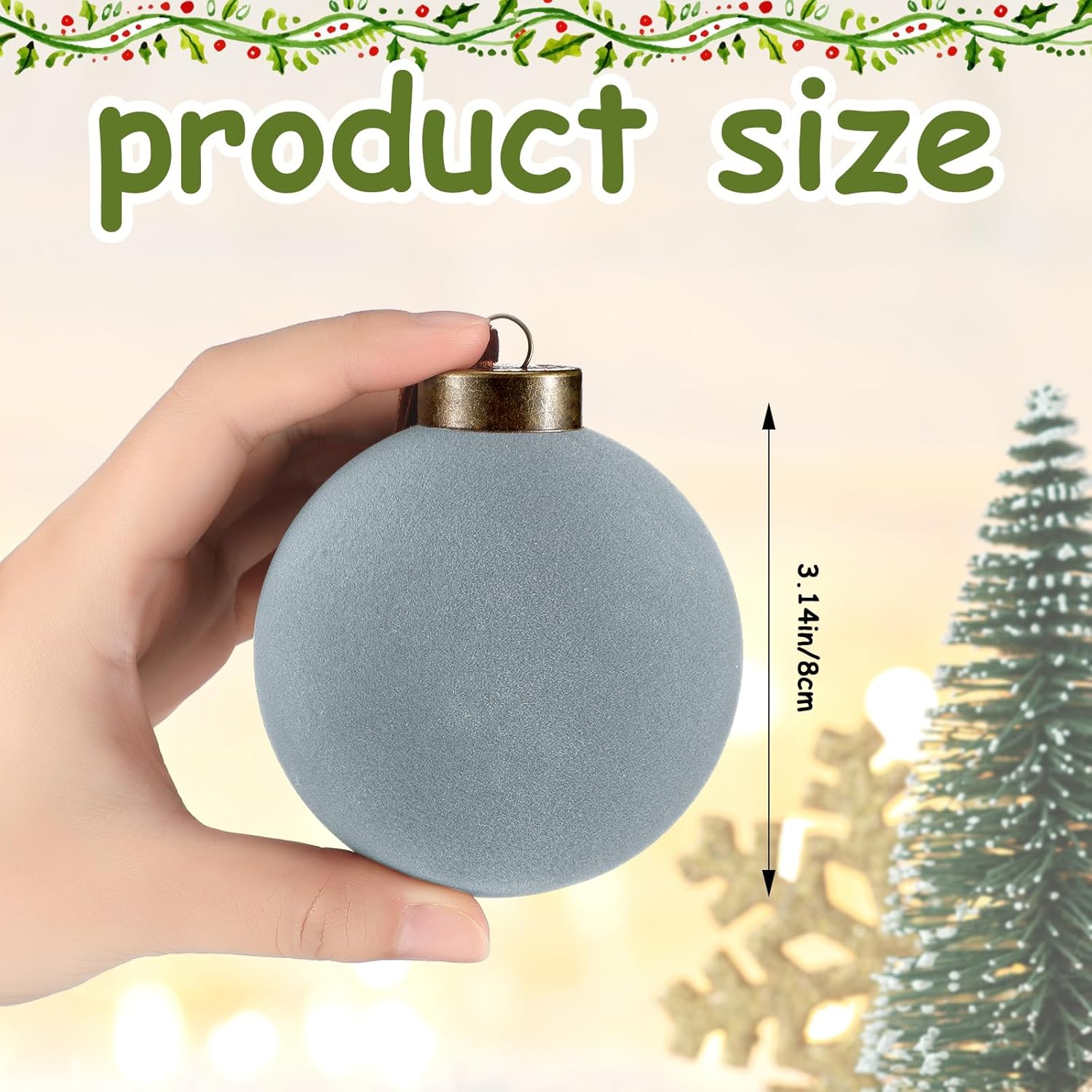 Liliful 15 Pcs Flocked Christmas Tree Balls Decorations