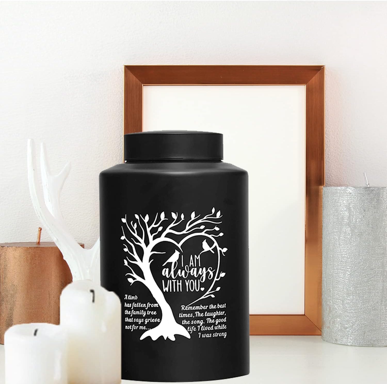XIIGRA Decorative Urn for Human Ashes Tree Black