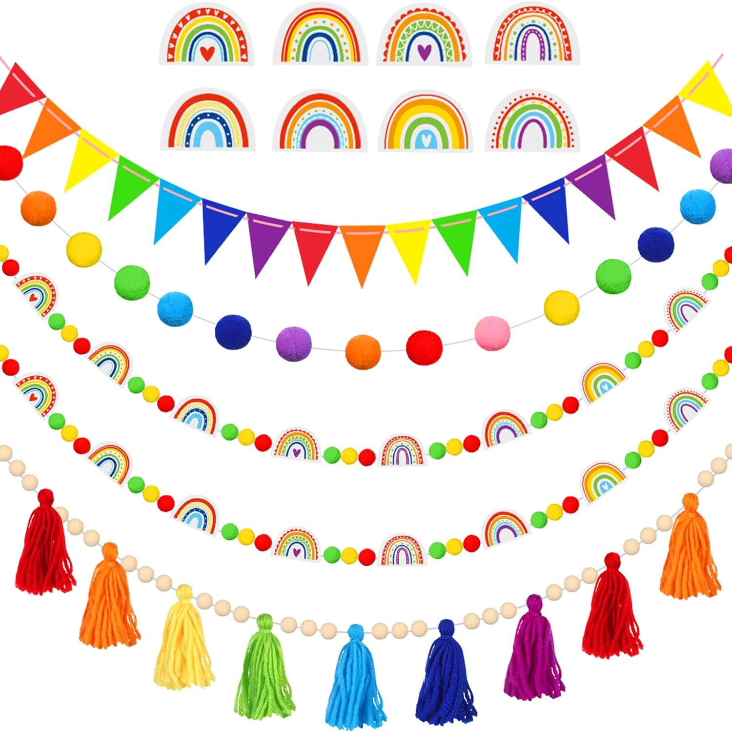 Sumind 5 Pcs Retro Rainbow Classroom Decor Set