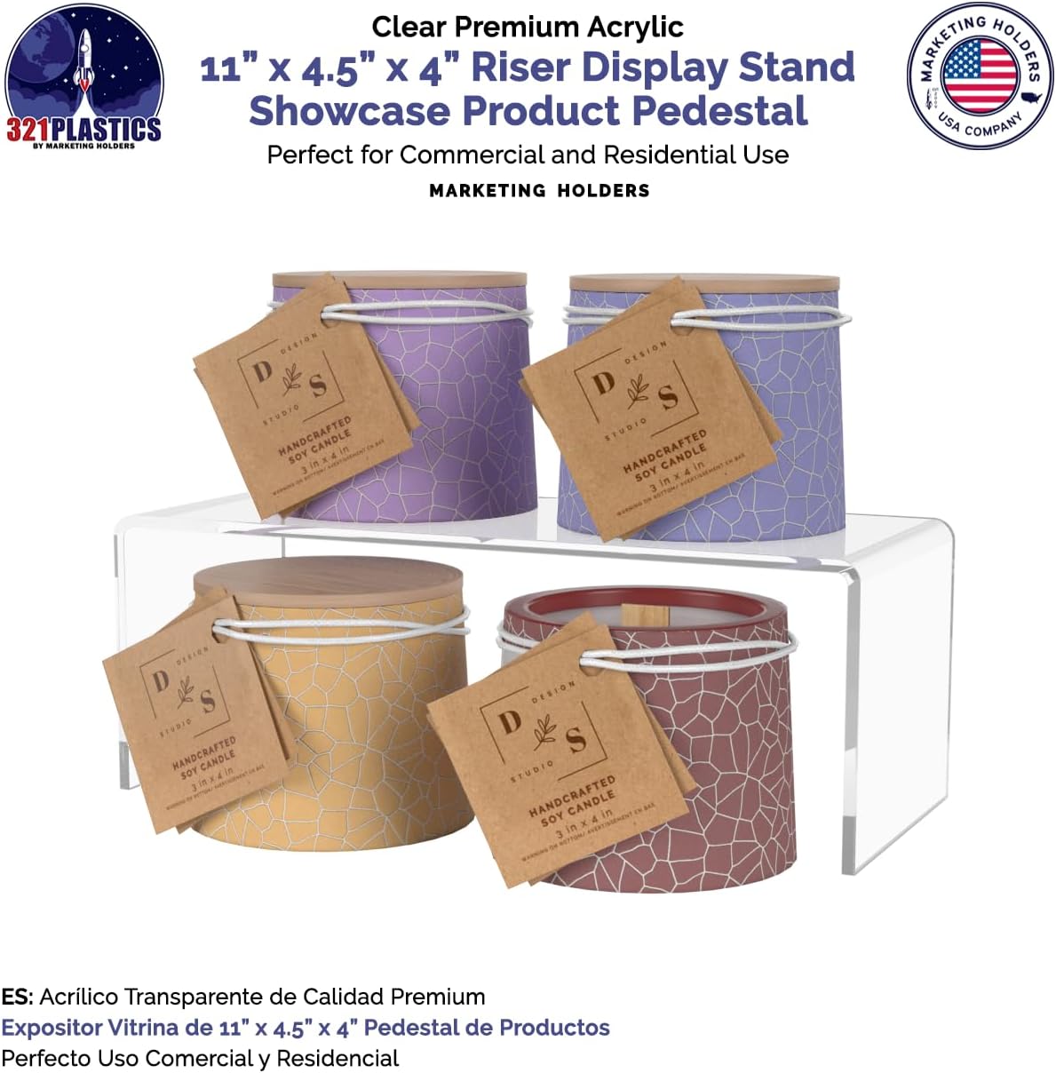 Marketing Holders 4 Pack Clear Acrylic Riser Display Stand