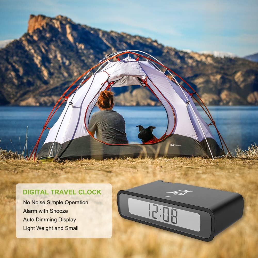BALDR Digital Alarm Clock Reversible LCD White Black