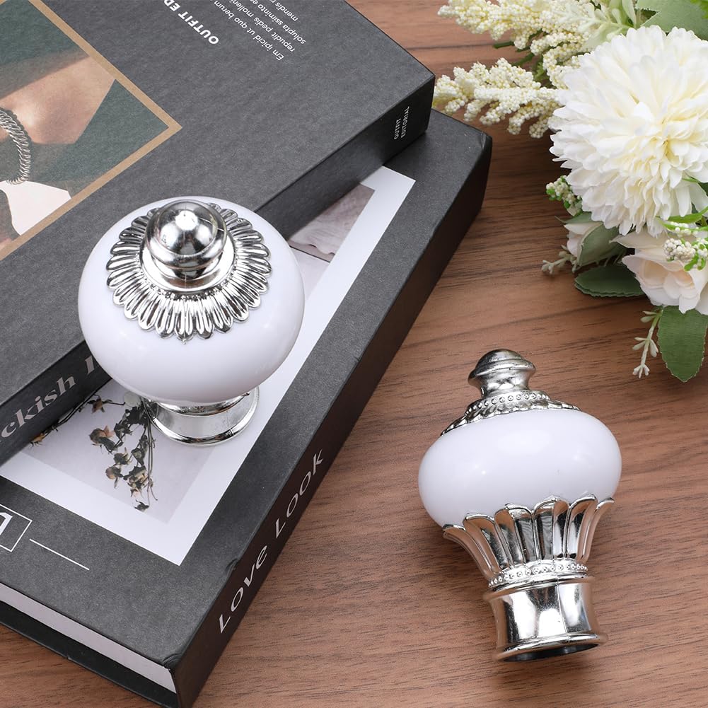 GORGECRAFT 2Pcs White Petal Curtain Rod Ends