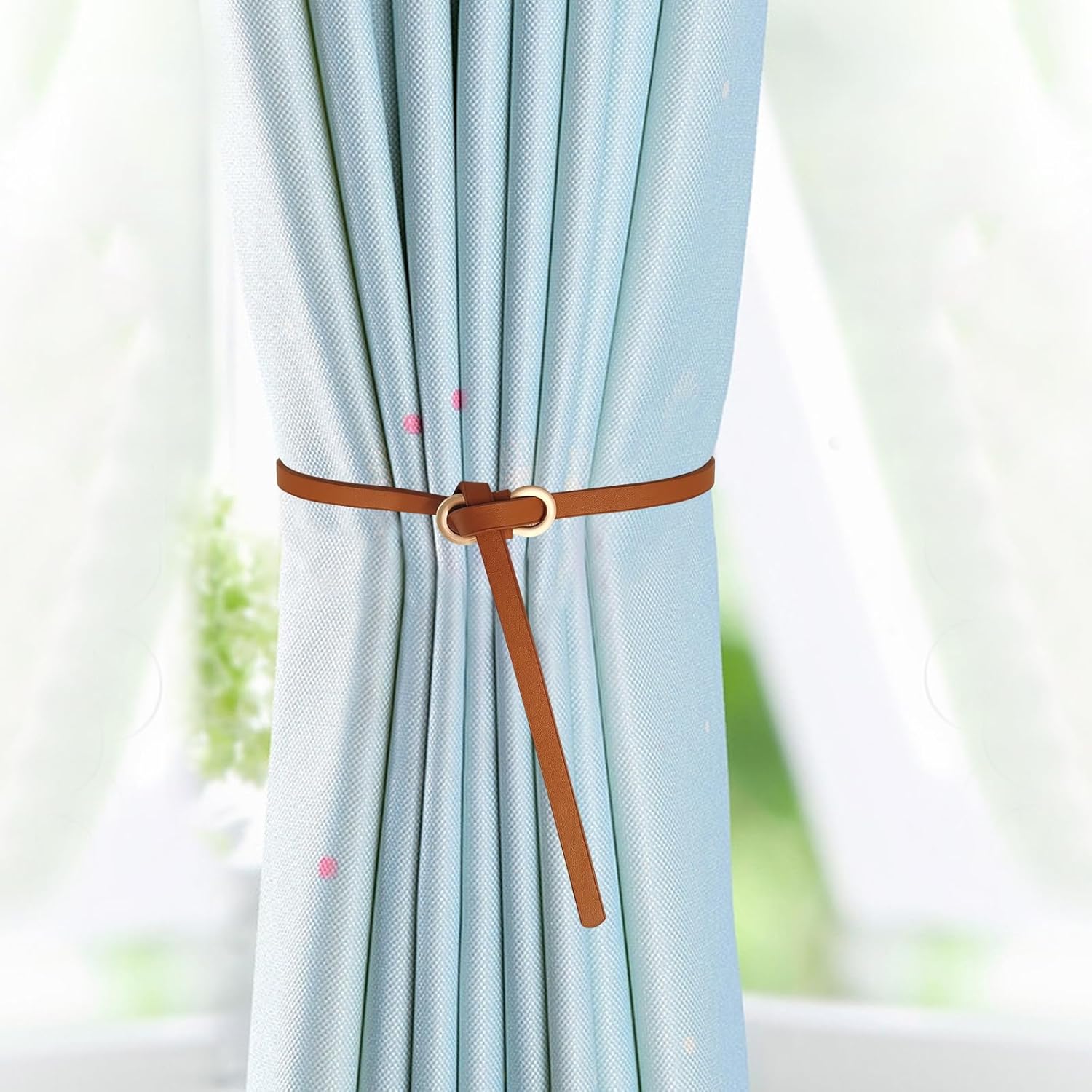 4 pcs Leather Curtain Holdbacks with Metal Buckle