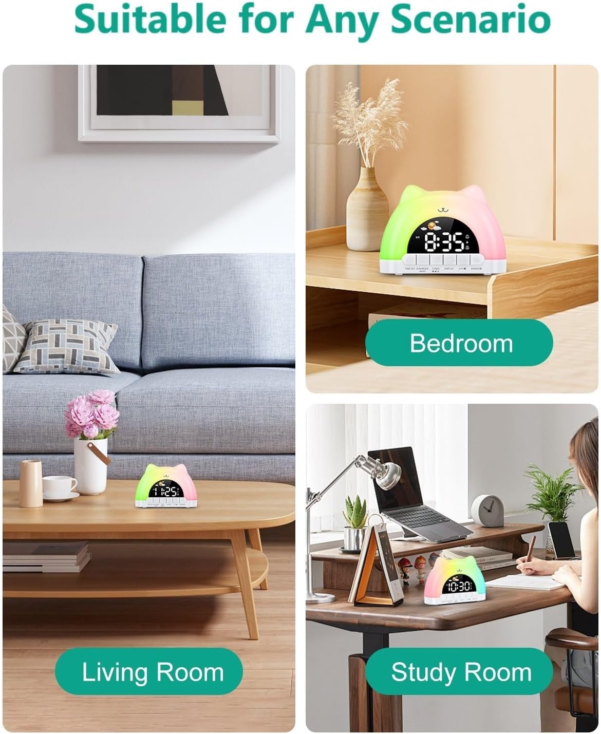 ORIA Kids Alarm Clock with Night Light and Dual Alarms