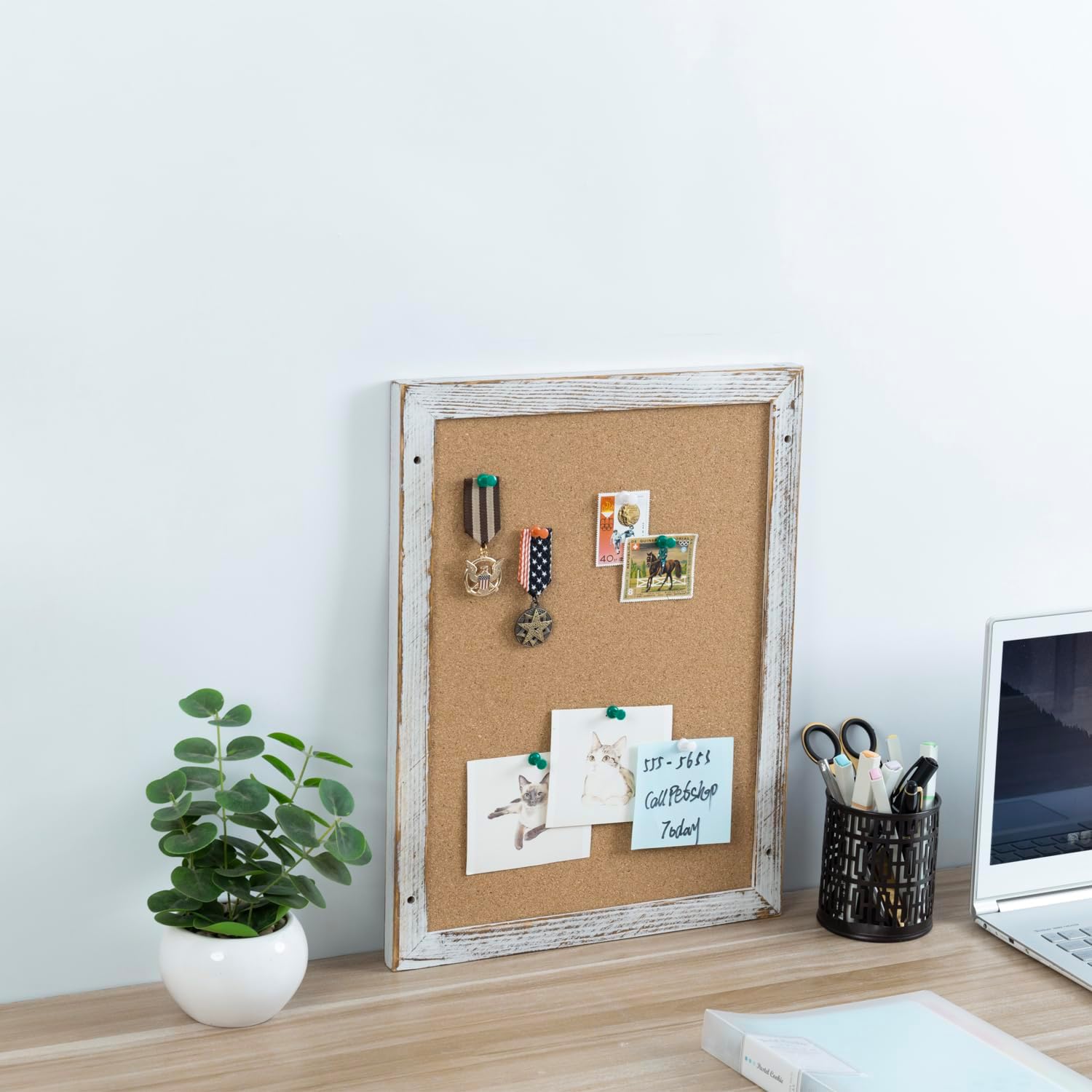Shabby Chalkboard Corkboard Wall Organizer Combo Set