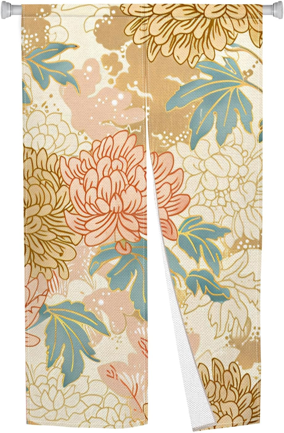 Boho Style Noren Japanese Door Curtain Panel with Flowers