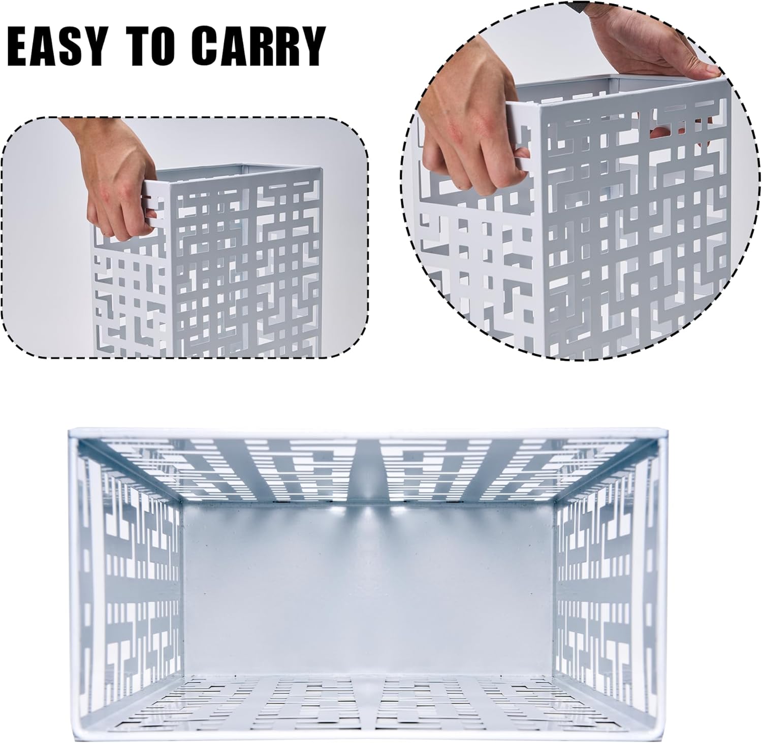Umbrella Stand Holder for Entryway Square Metal Rack White 16x10x5 Inch