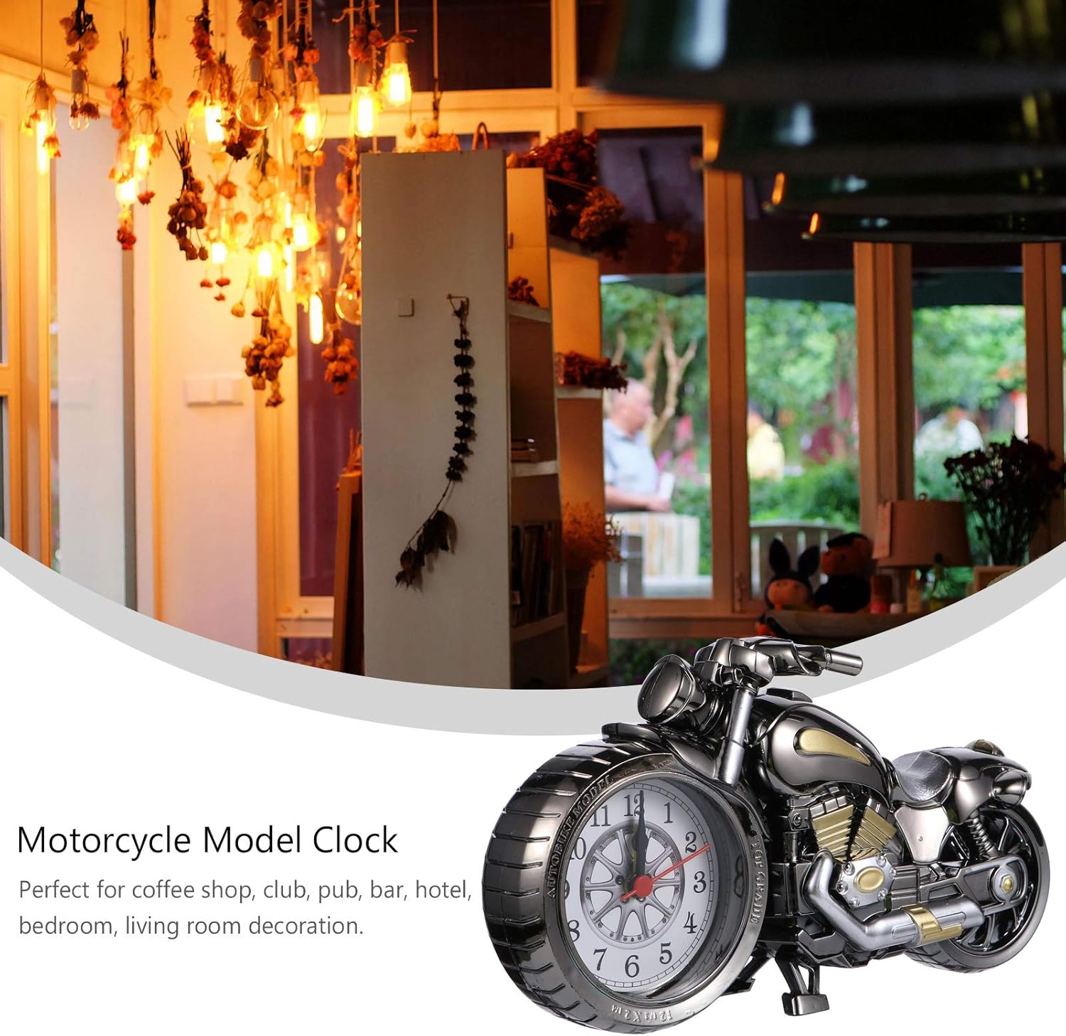ARTIBETTER Vintage Motorcycle Tabletop Alarm Clock
