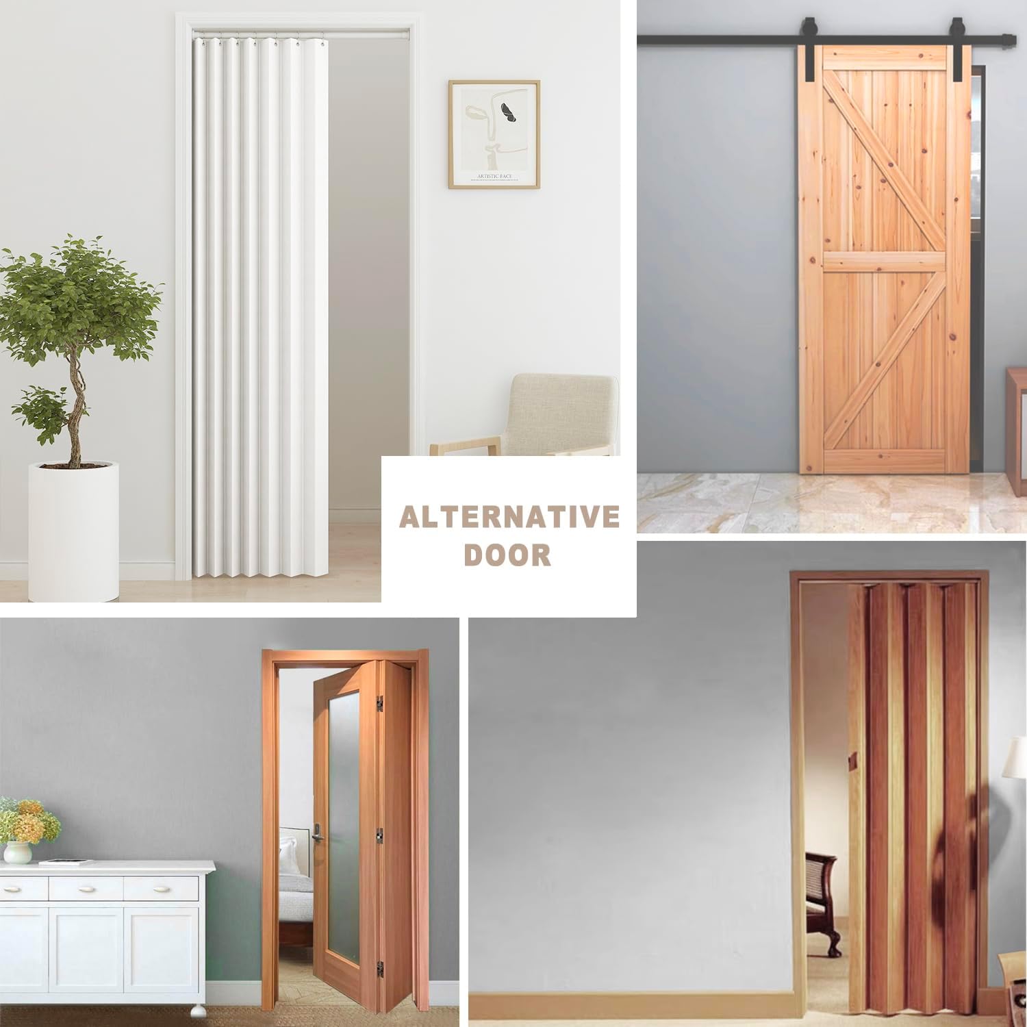 Vatge Pleated Folding Curtains for Doorway - White W52 x L78