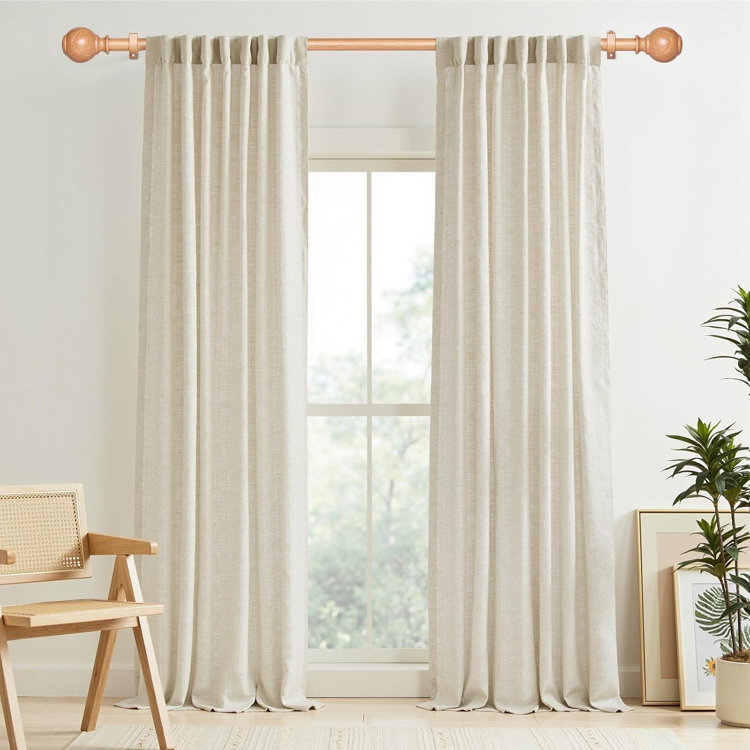 ZNONOX Heavy Duty Wood Curtain Rods 28-120 Inches