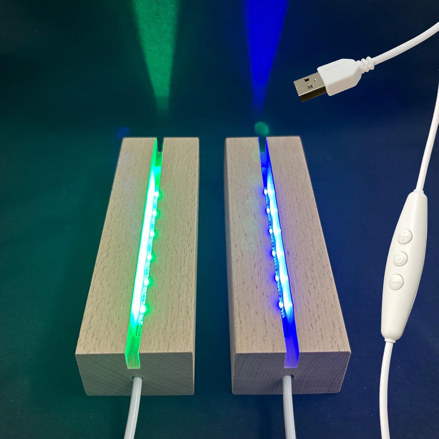 2PCS 6 Inch Wooden LED Display Pedestal