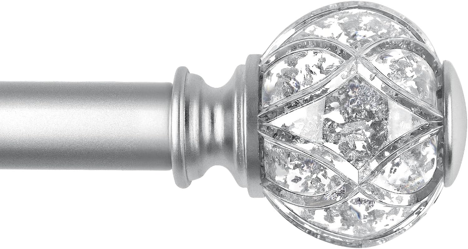 KAMANINA Silver Curtain Rod 32-58 Inch Adjustable Single Rods