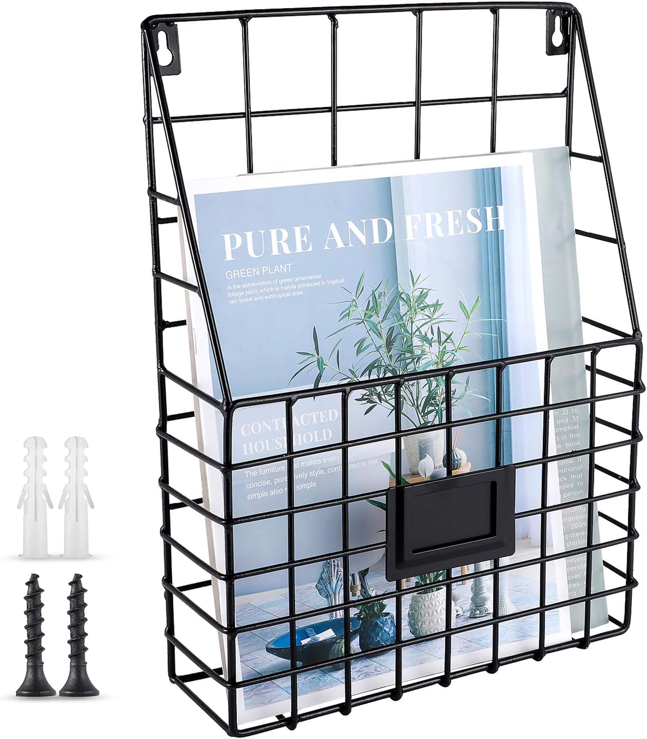 WantuSee Metal Wire Magazine Holder for Wall Mounting Black