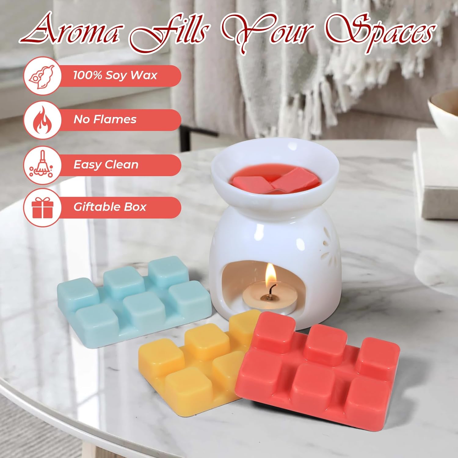 SCENTORINI Wax Melts 6 Pack - Mint Watermelon Strawberry Mango Passion Fruit Pineapple