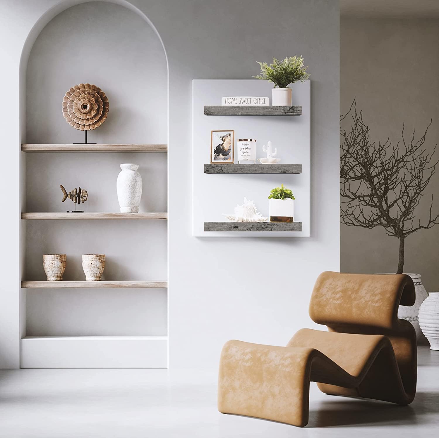 Sorbus Floating Shelves Wall Mount Gray 3 Pack