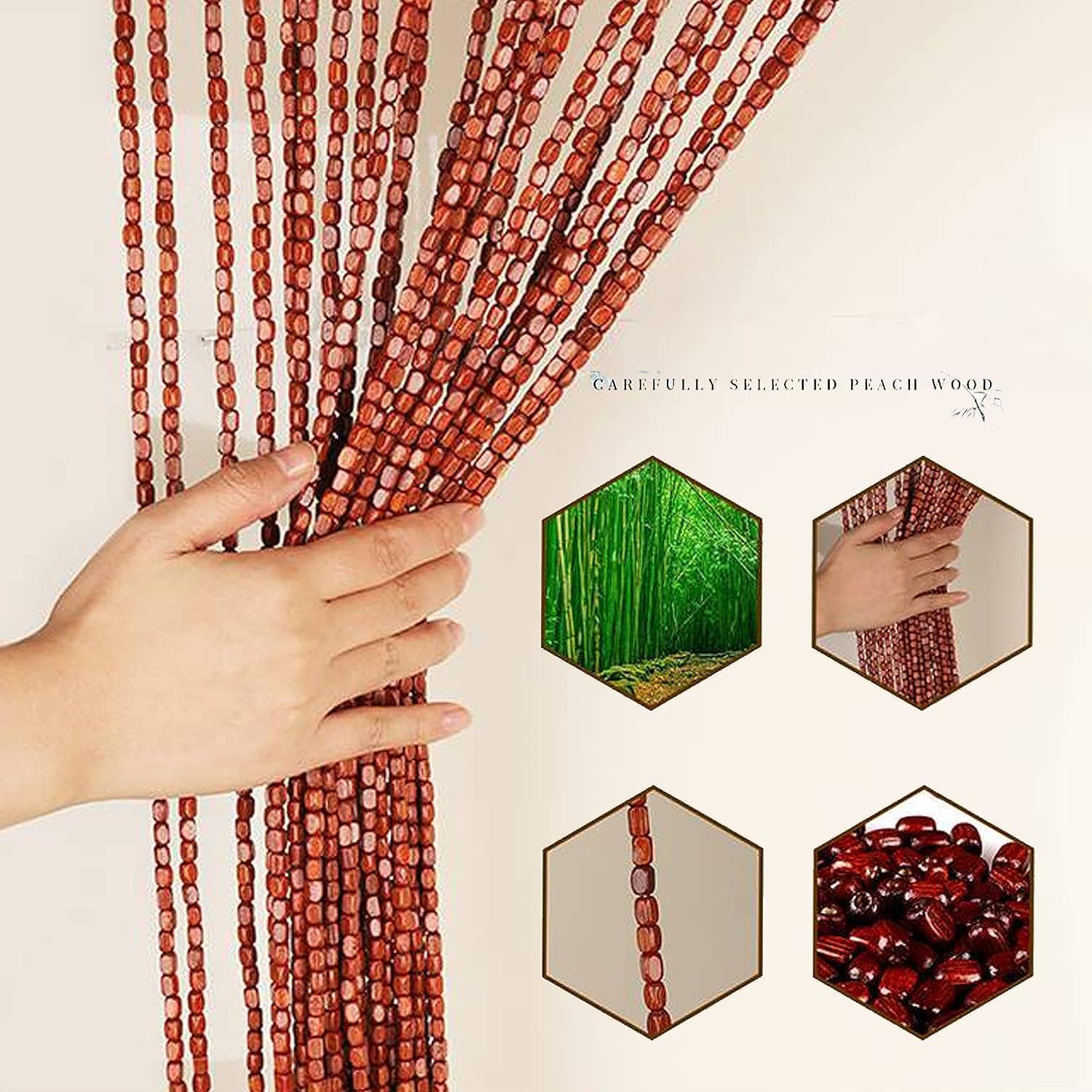 Retro Wood Beaded Curtain for Privacy and Decor