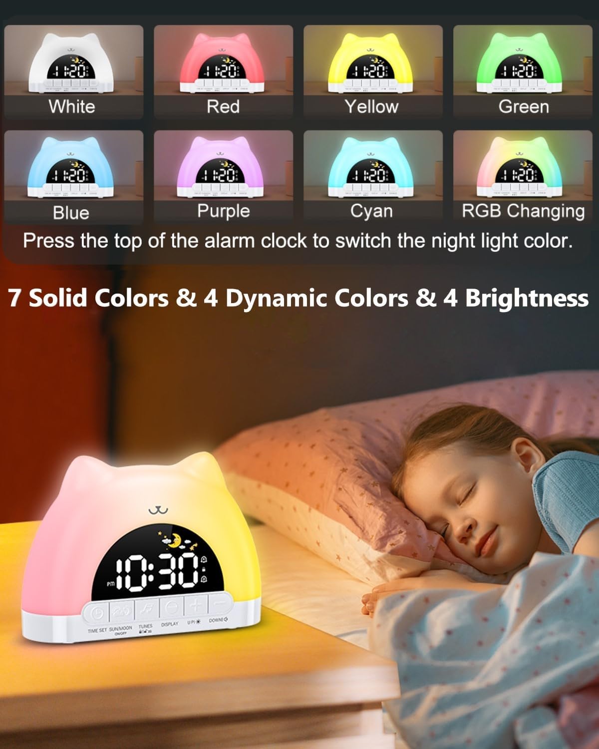 ORIA Kids Alarm Clock with Night Light and Dual Alarms