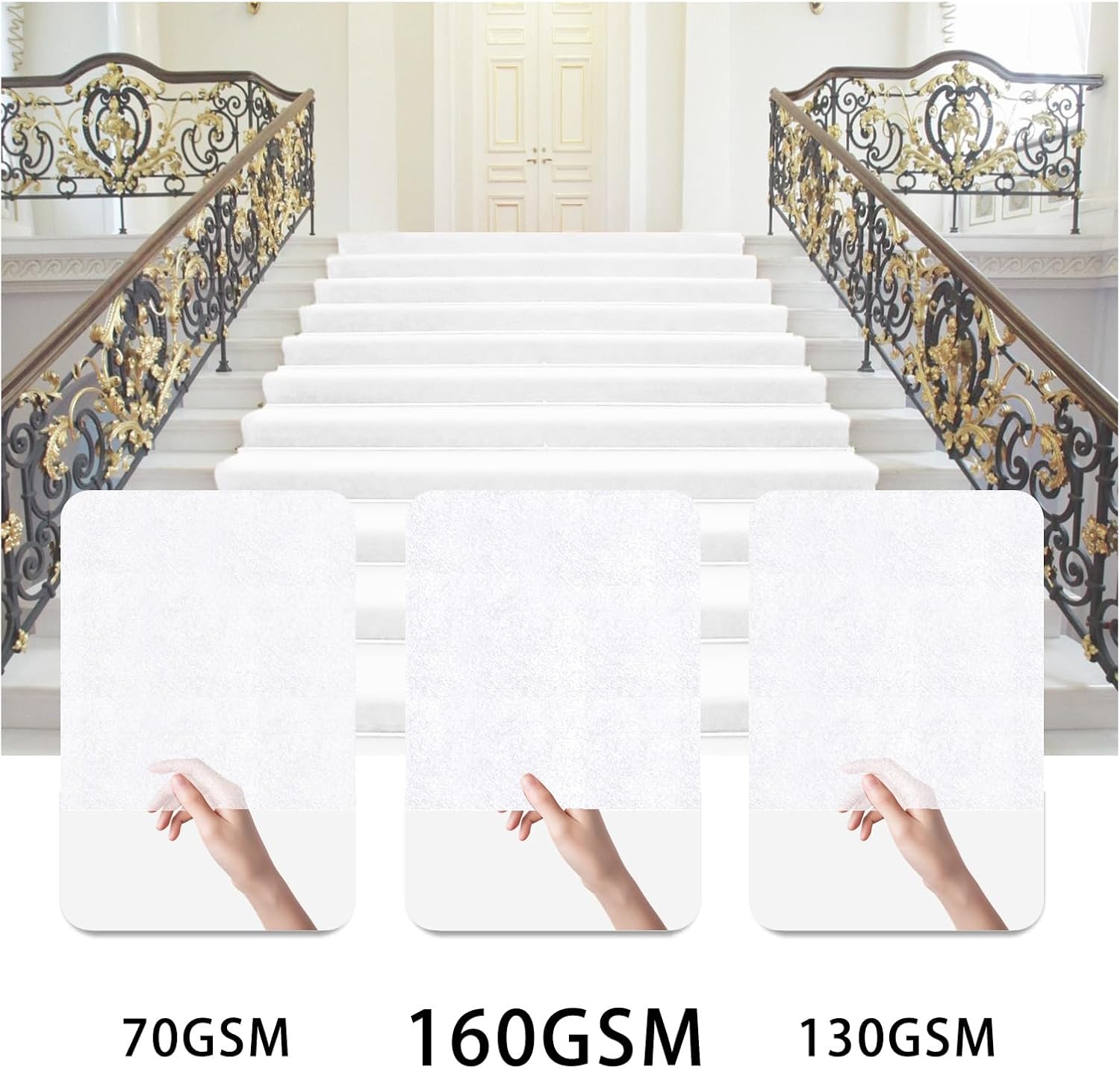 VOK White Aisle Runner Carpet Rug for Weddings 3x15 ft