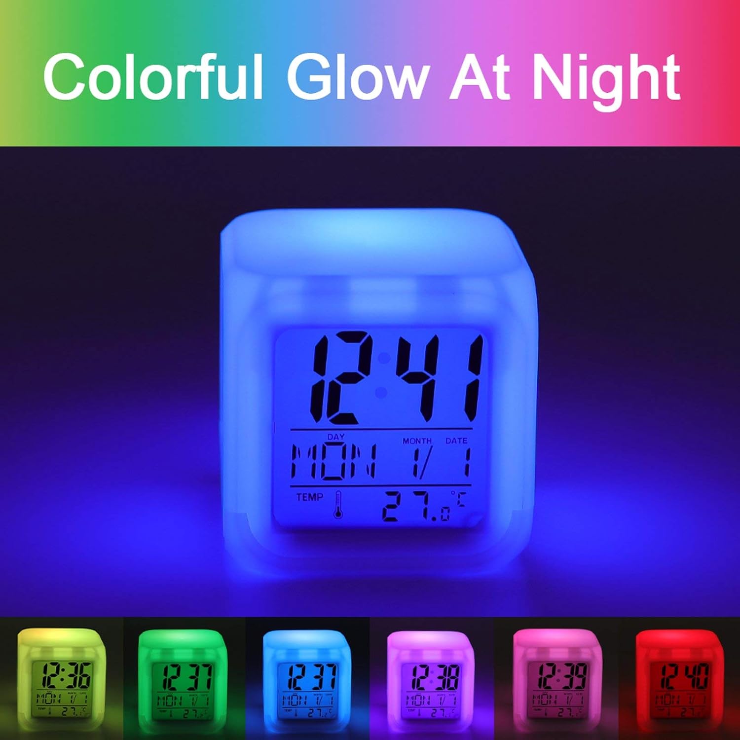 Cute White Cat Alarm Clock with LED Display