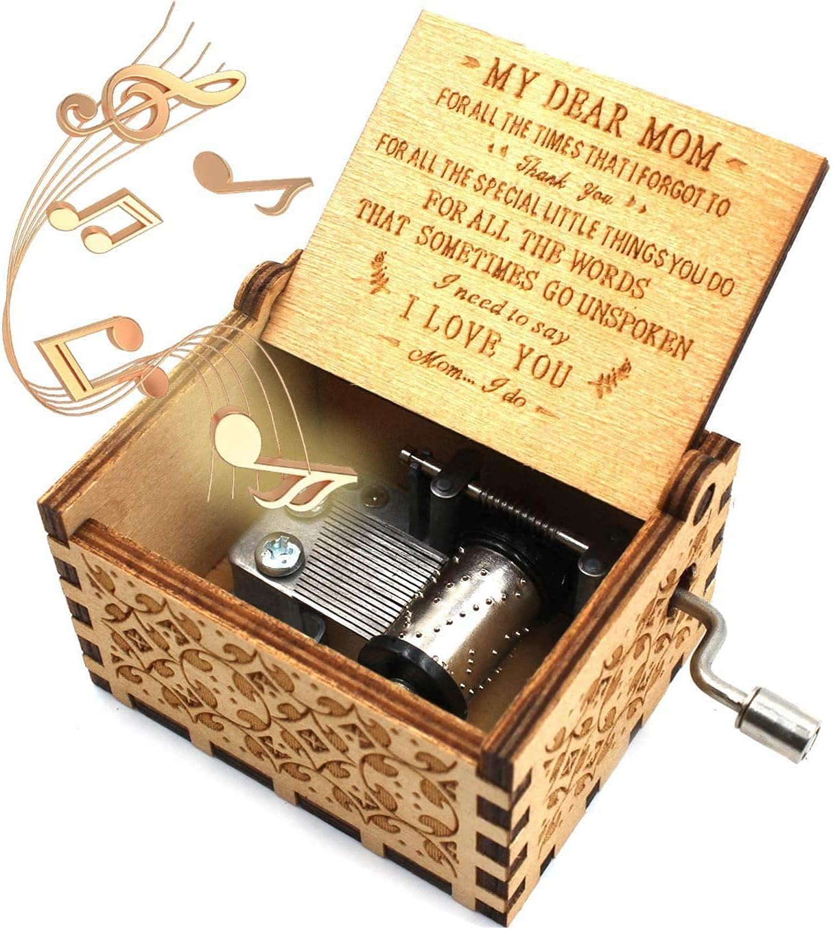 CAMKONG Wooden Music Box for Mom Laser Engraved