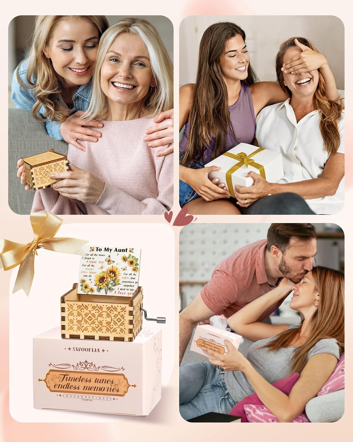 Swooflia Mothers Day Wooden Music Box for Mom