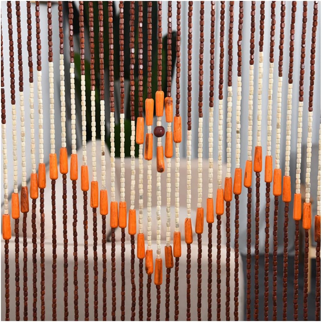 GVILTY Wooden Beaded Curtains Door Screen 60 Line Dense Bohemian Curtain