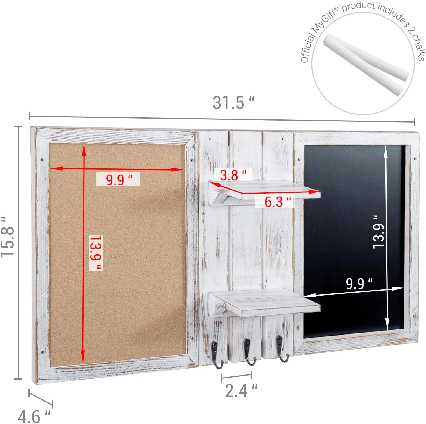 Shabby Chalkboard Corkboard Wall Organizer Combo Set