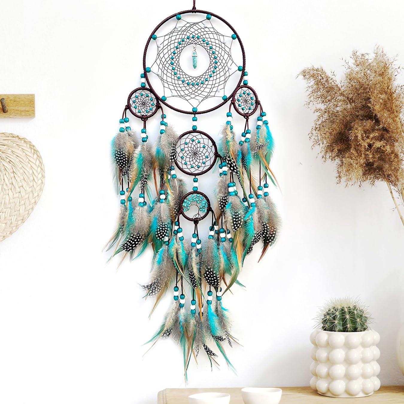 Handmade Woven Turquoise Dream Catcher Wall Hanging Decor