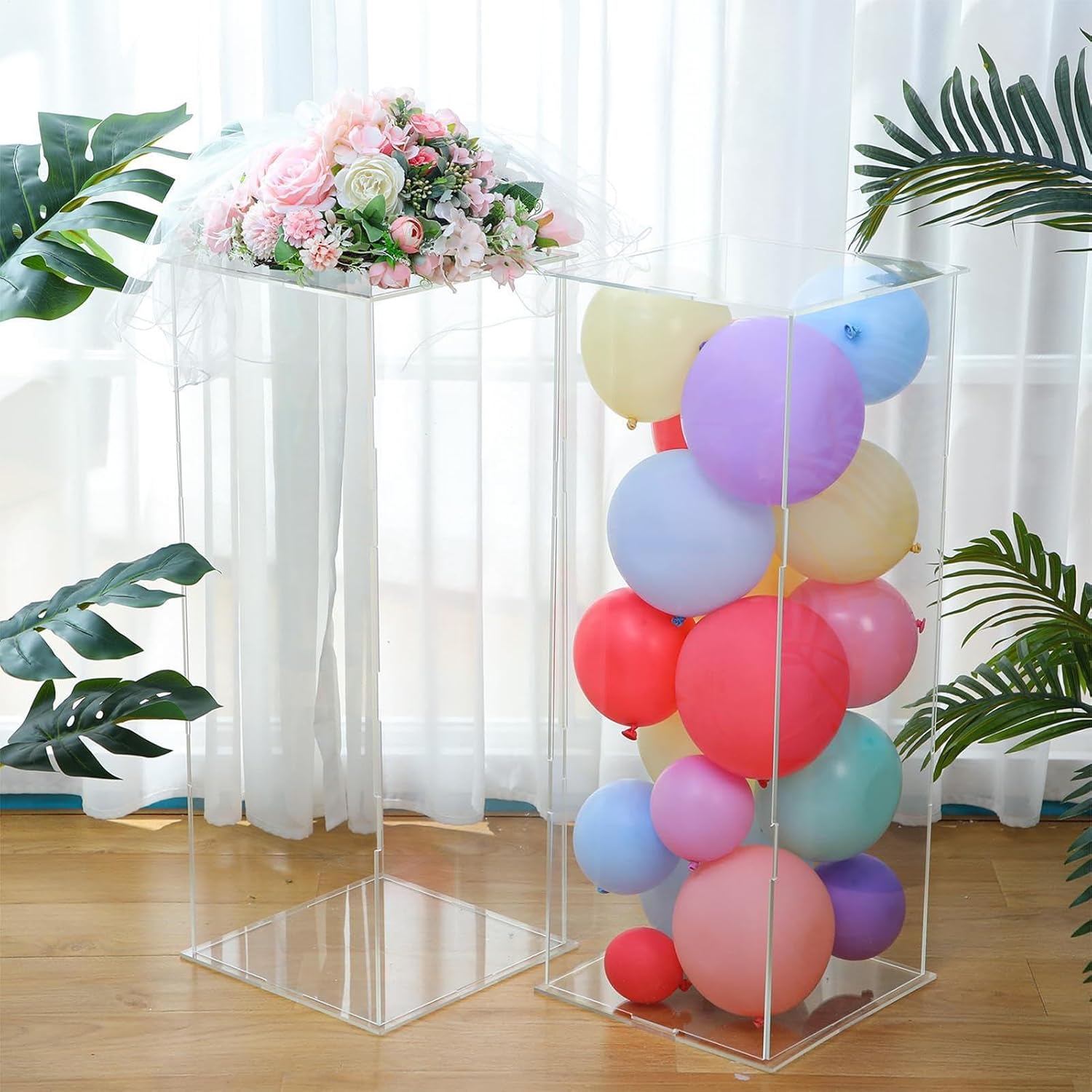 Set Of 2 Cube Pedestal 40 Inch Tall Display Stand