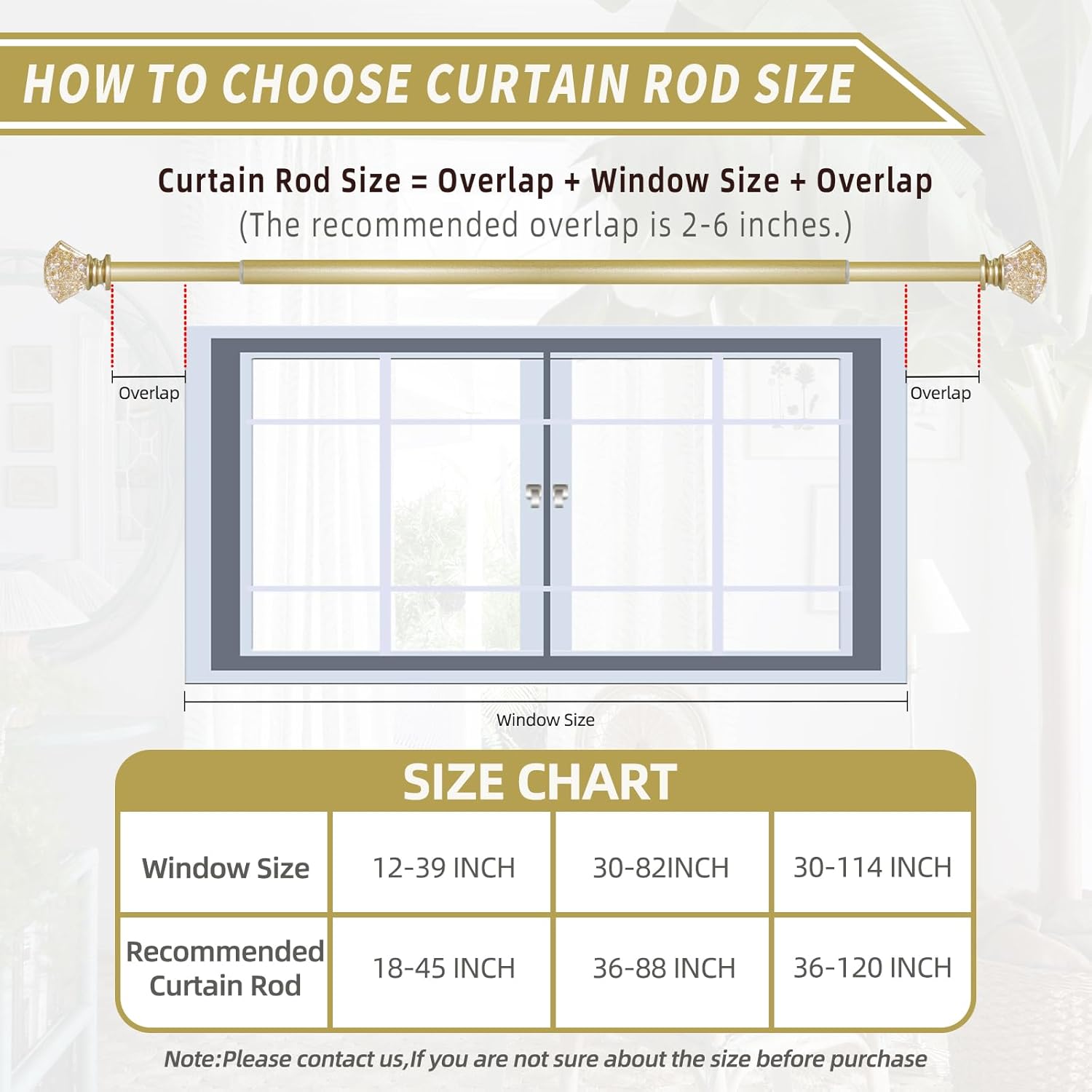 Adjustable Heavy Duty Gold Curtain Rod for Windows