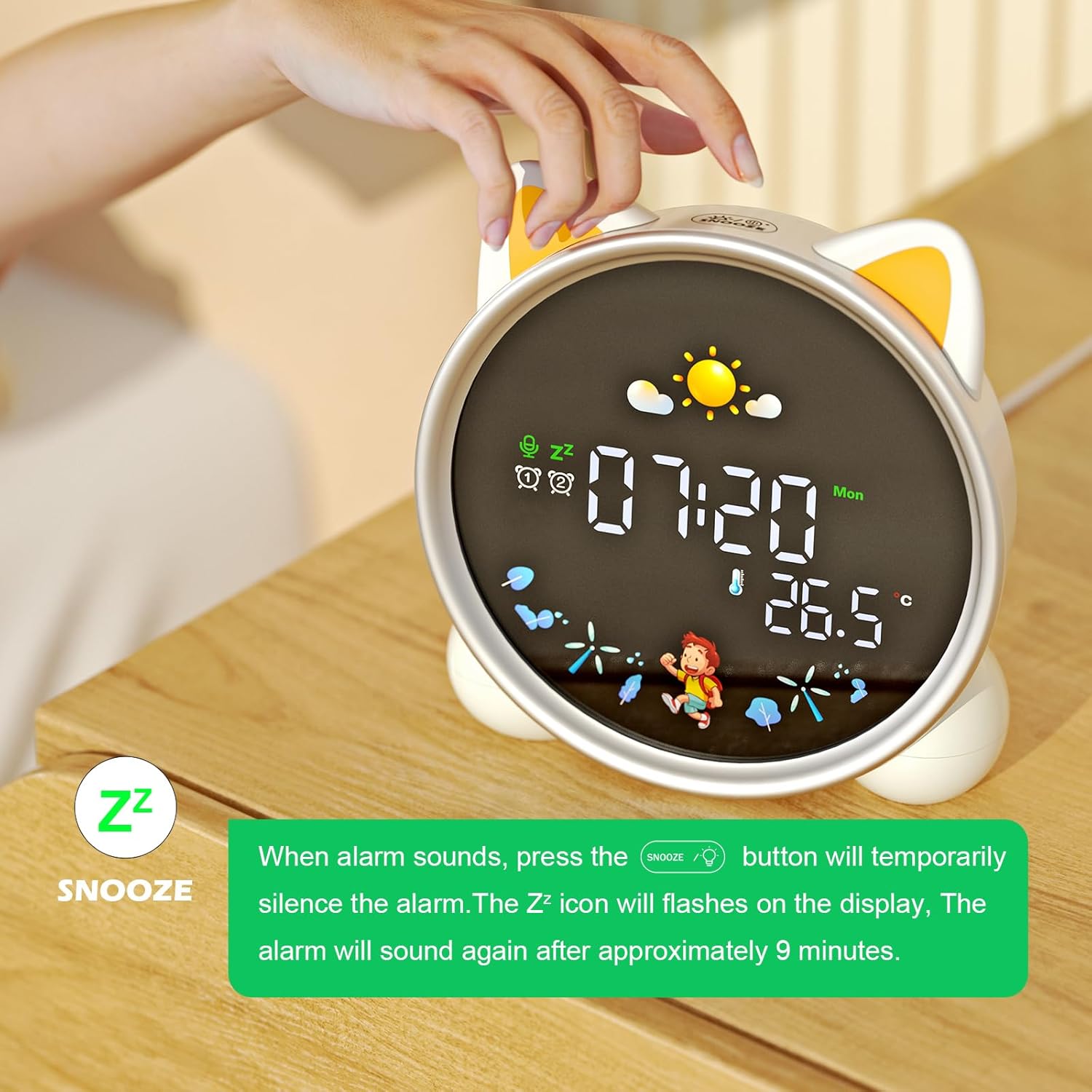 Kids Alarm Clock with Color Changing Light