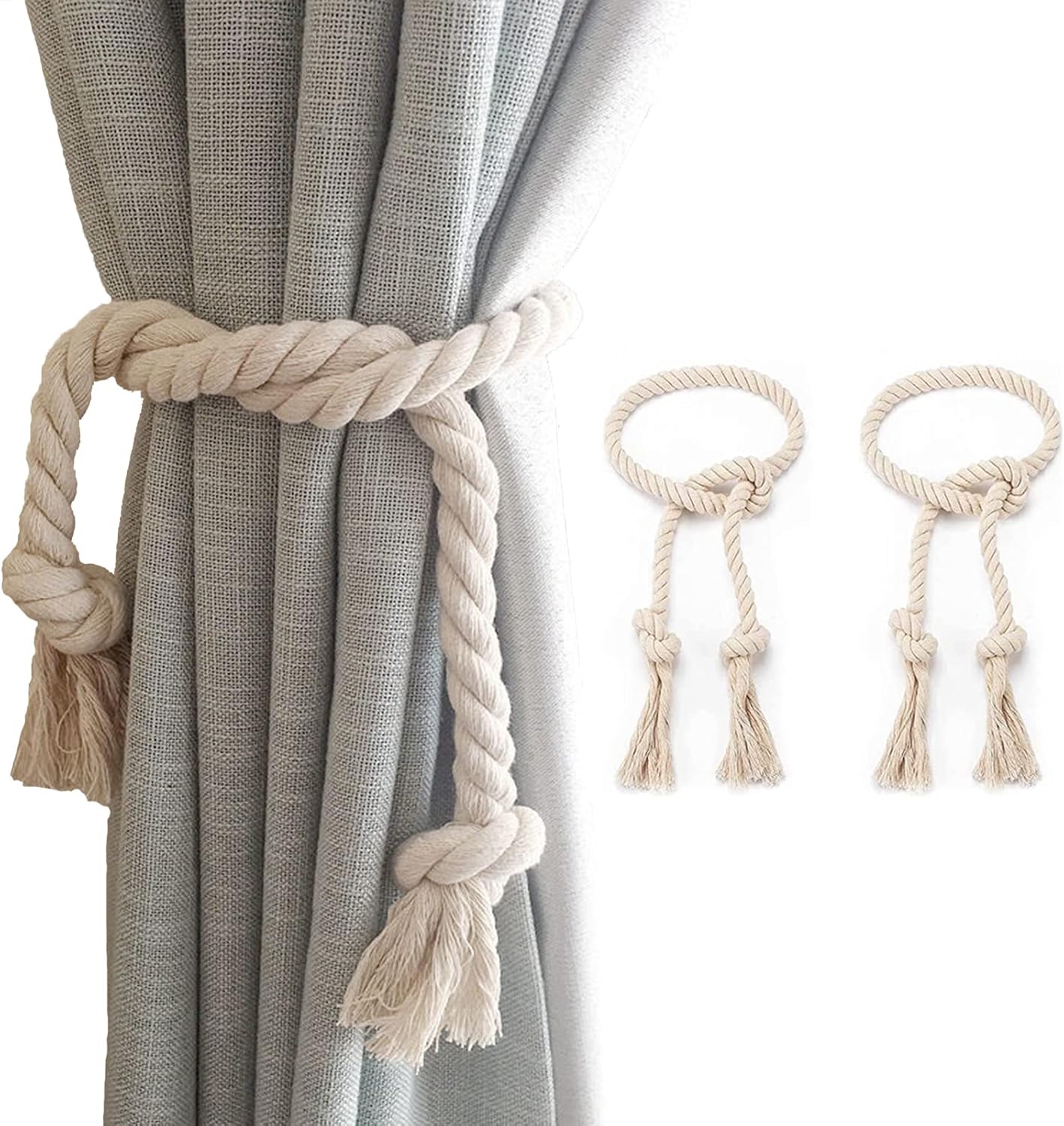 Curtain Tiebacks 2Pack Beige Handmade Rural Decor