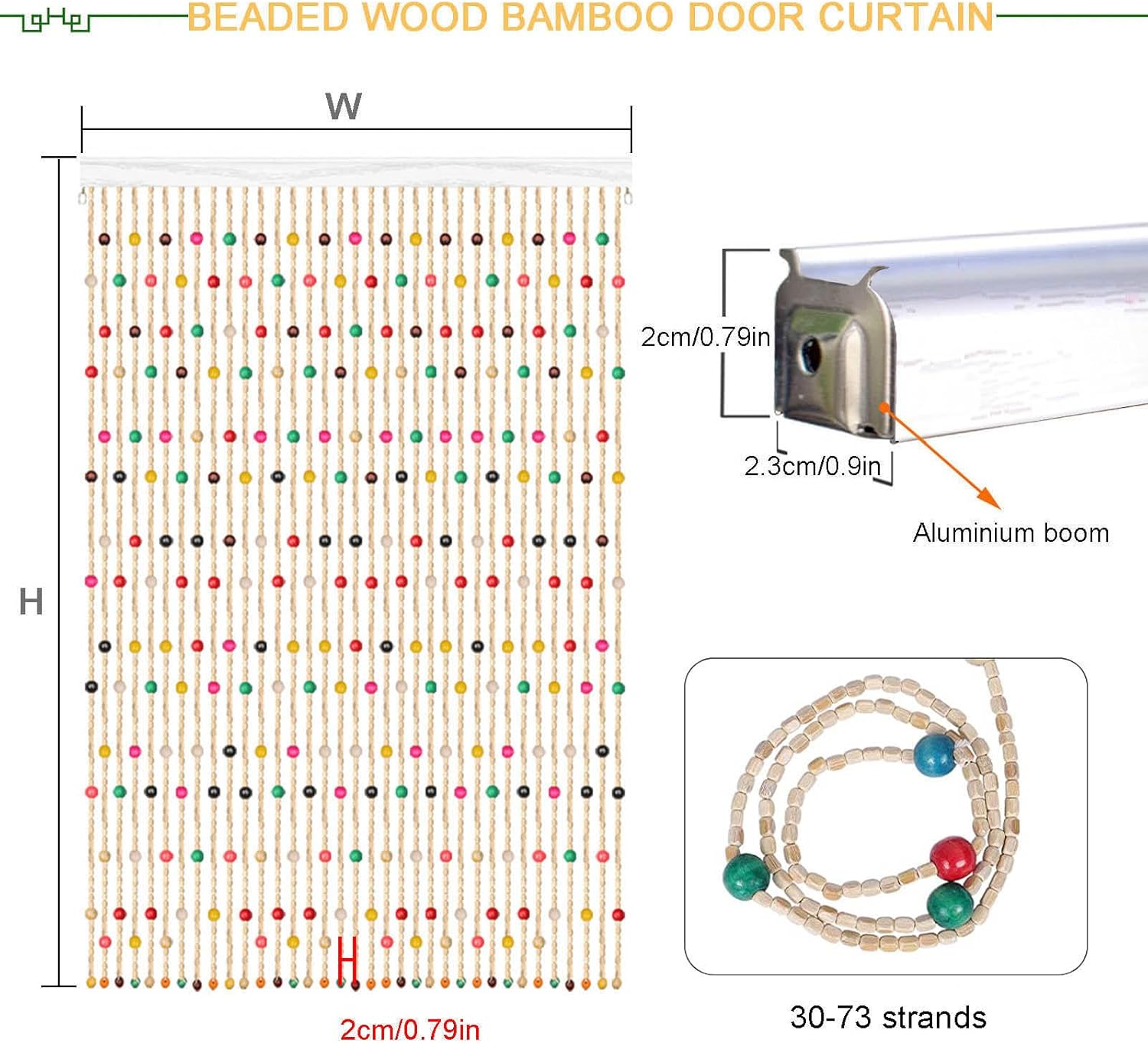 Bamboo Beaded Curtain for Doorway Privacy Screen