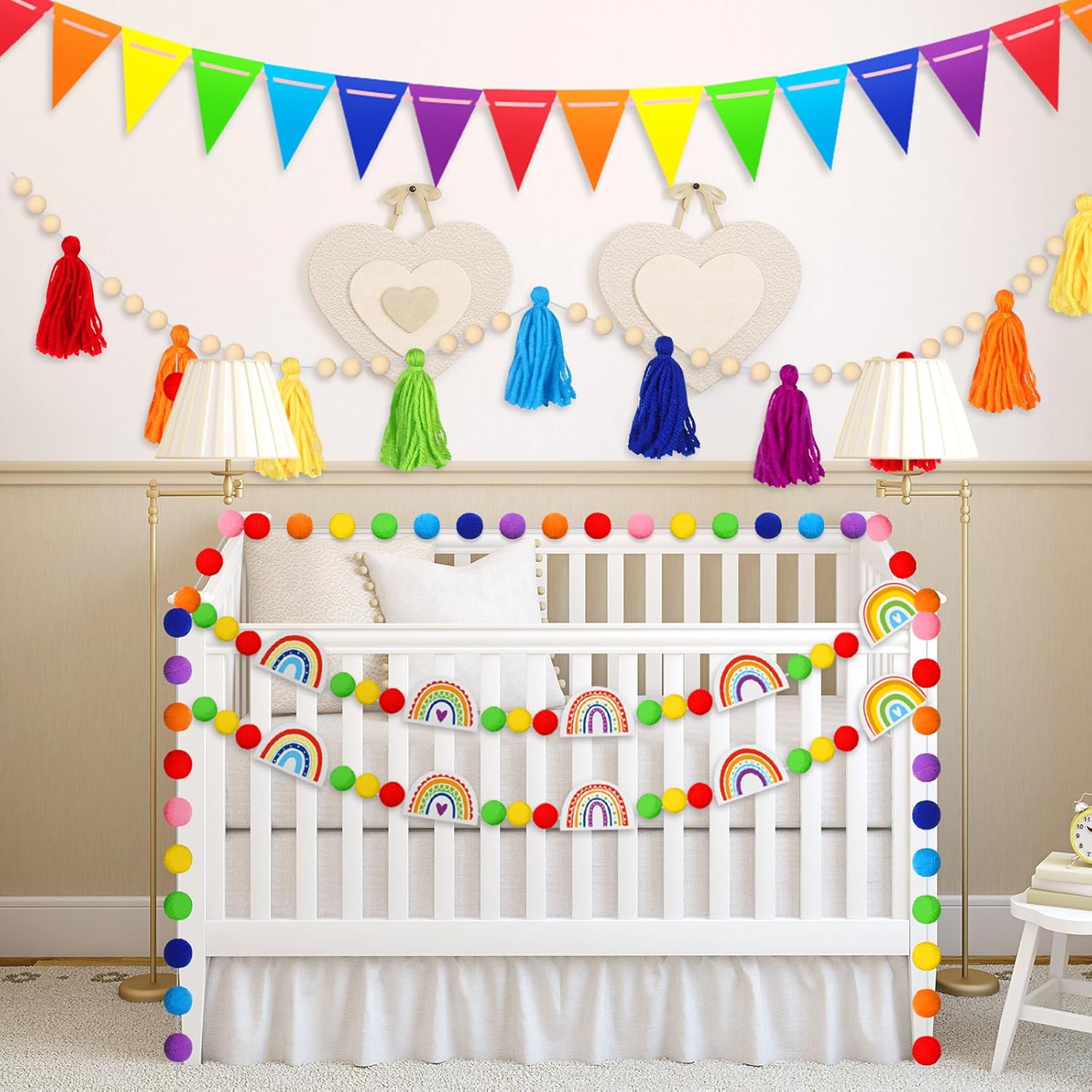 Sumind 5 Pcs Retro Rainbow Classroom Decor Set